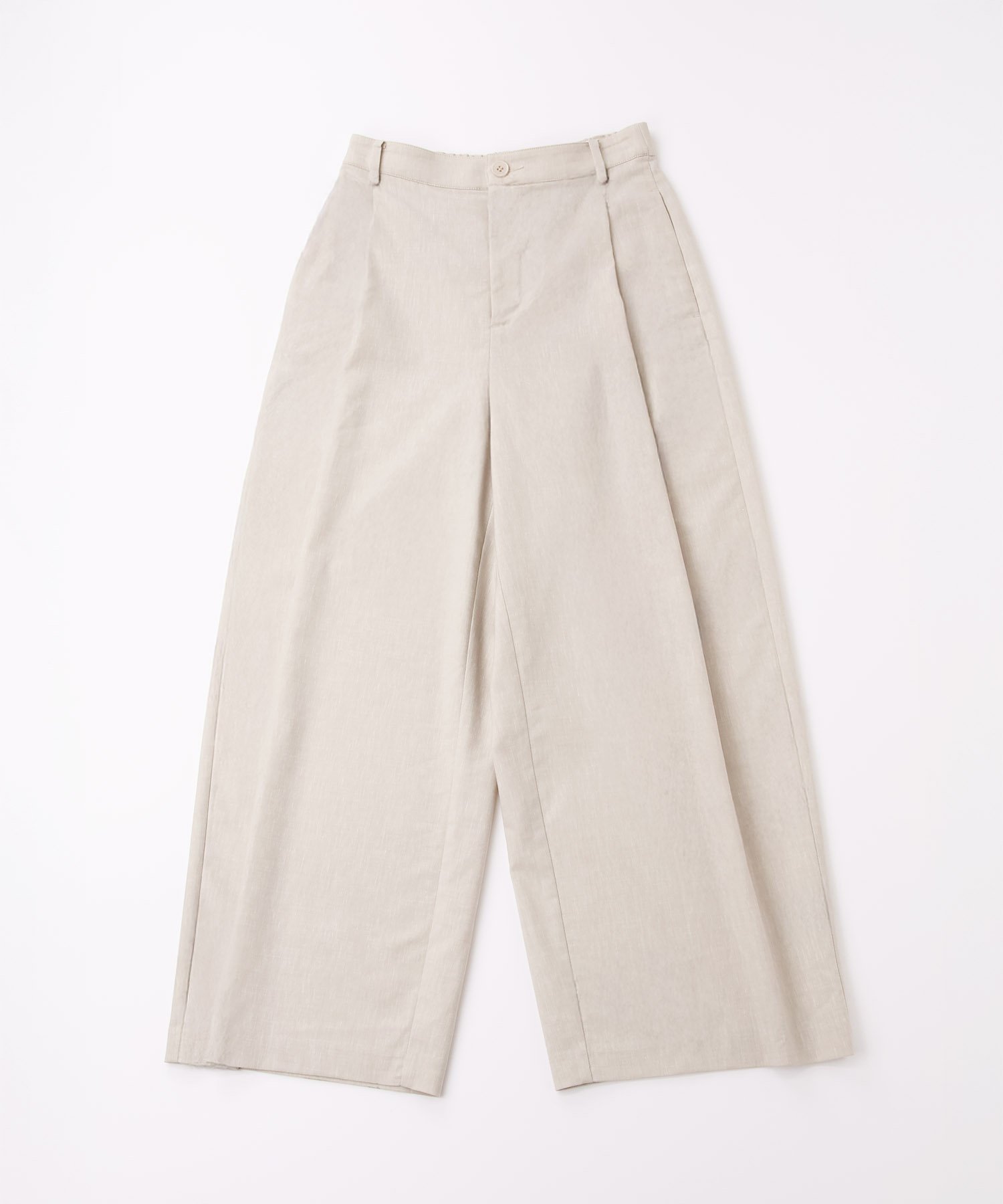 TABASA リネン混デニム調ストレッチパンツ【ゴムウエスト】 タバサ パンツ その他のパンツ ベージュ カーキグリーン ネイビー