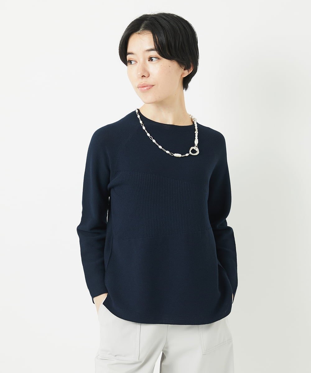 （小さいサイズ） [日本製/アンサンブル対応]ホールガーメントニット メゾンドゥサンク トップス ニット ブルー イエロー ネイビー ホワイト