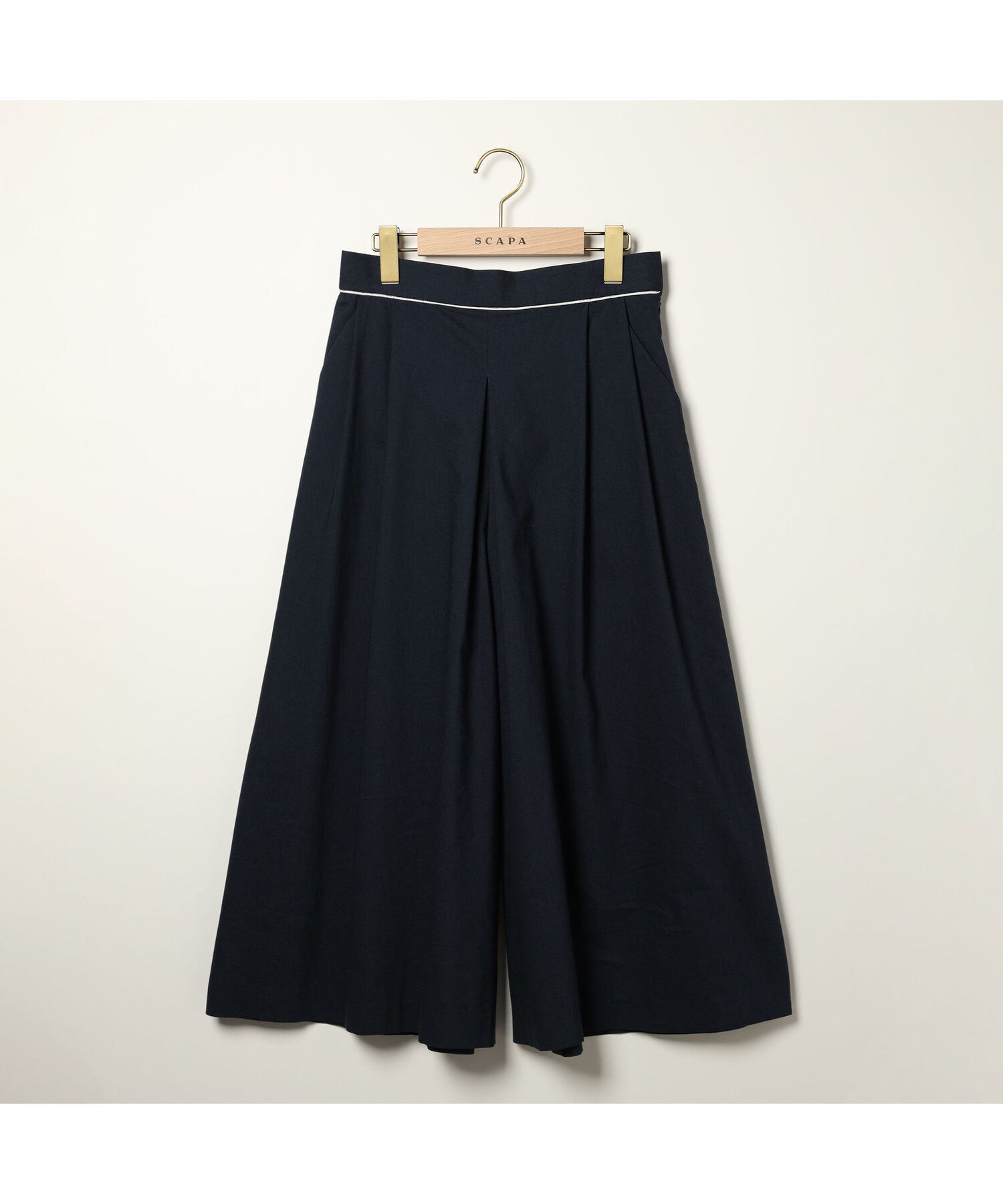 SCAPA ストレッチコットンガウチョパンツ スキャパ パンツ その他のパンツ ネイビー グレー