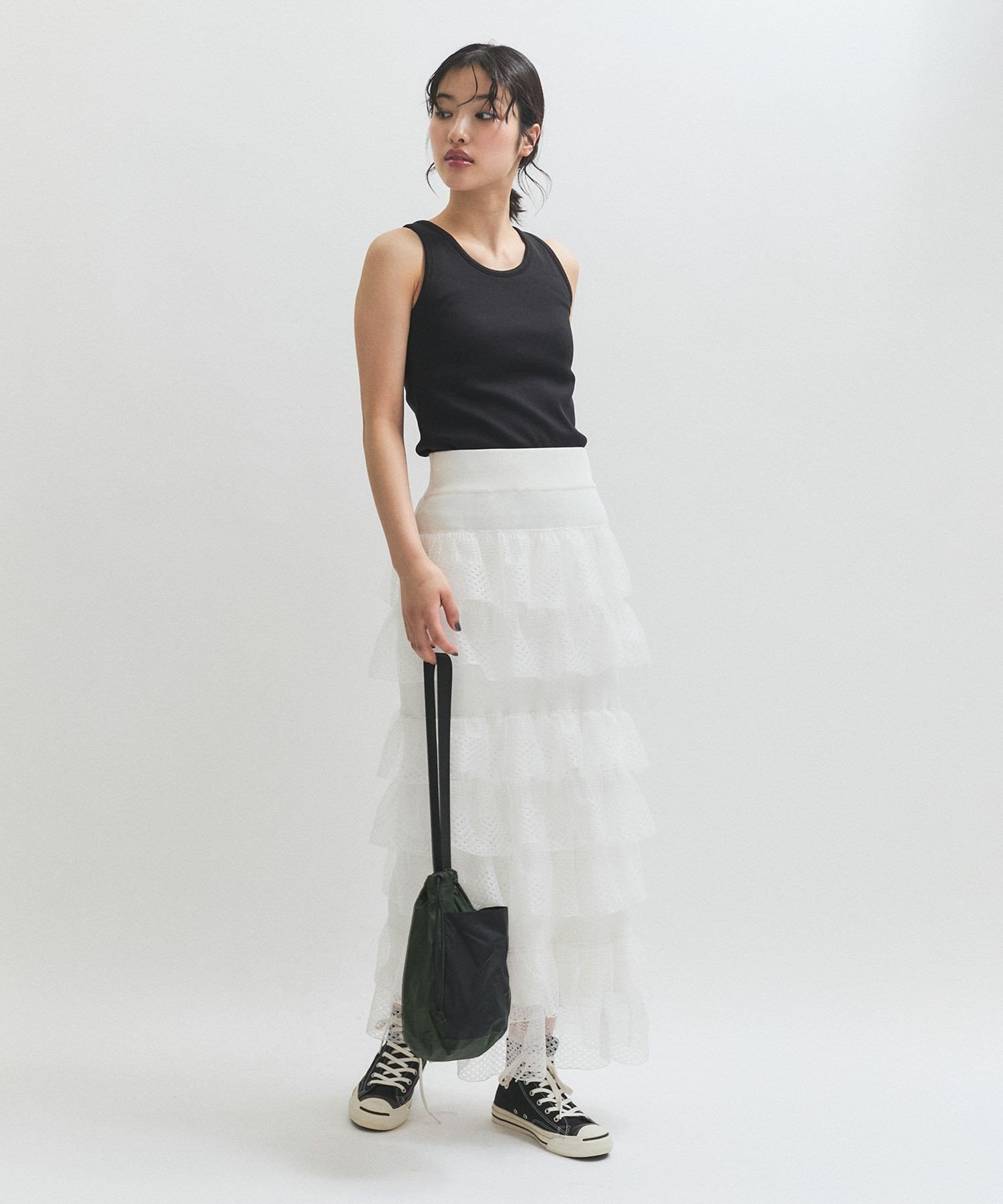 ADAM ET ROPE' FEMME カップインサークルカットアメスリタンクトップ アダムエロペ トップス ノースリーブ・タンクトップ ブラック レッド【送料無料】