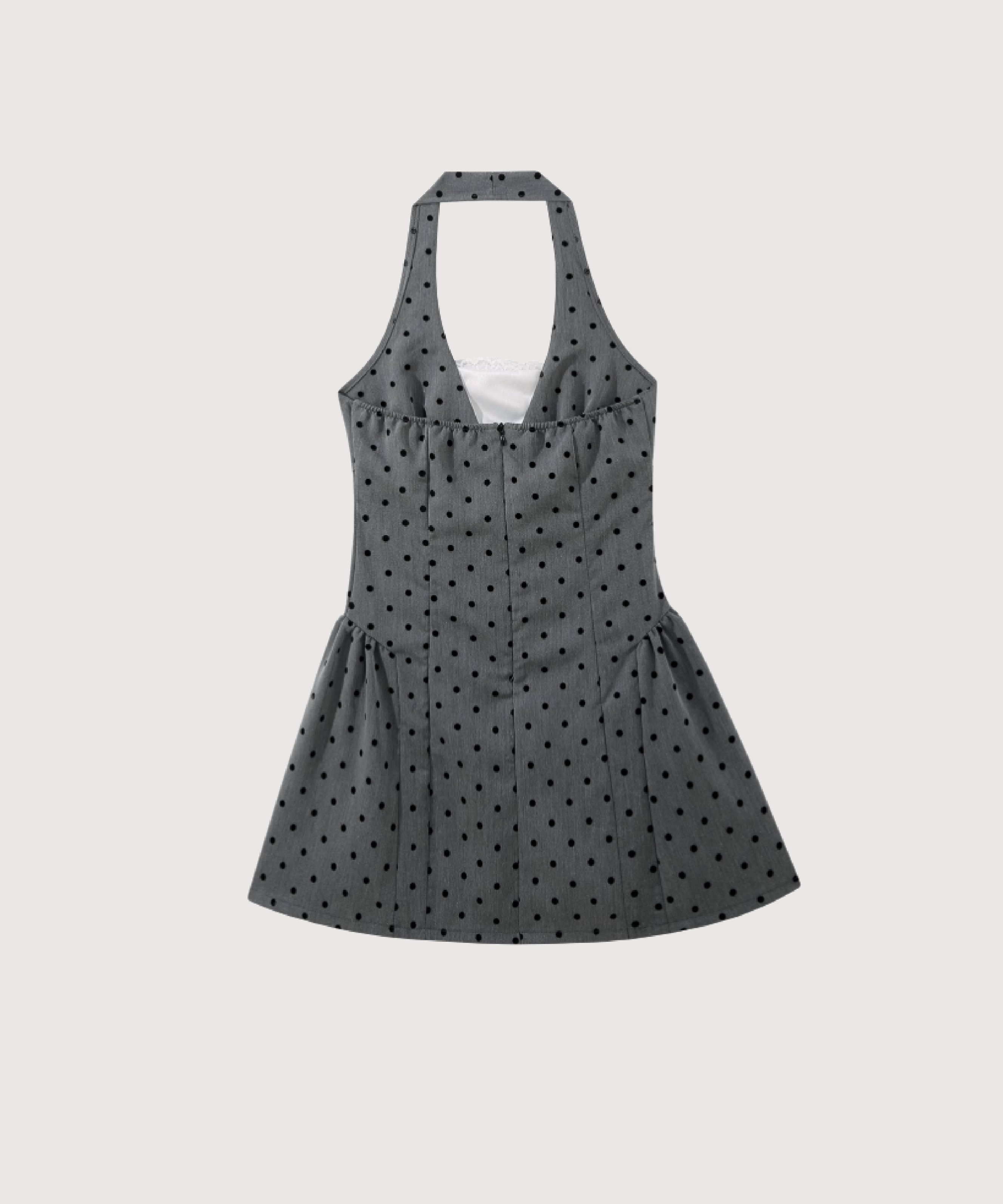 LA POMME petit Romantic Halter Dots Dress ラポミ・プチ ワンピース・ドレス ワンピース グレー