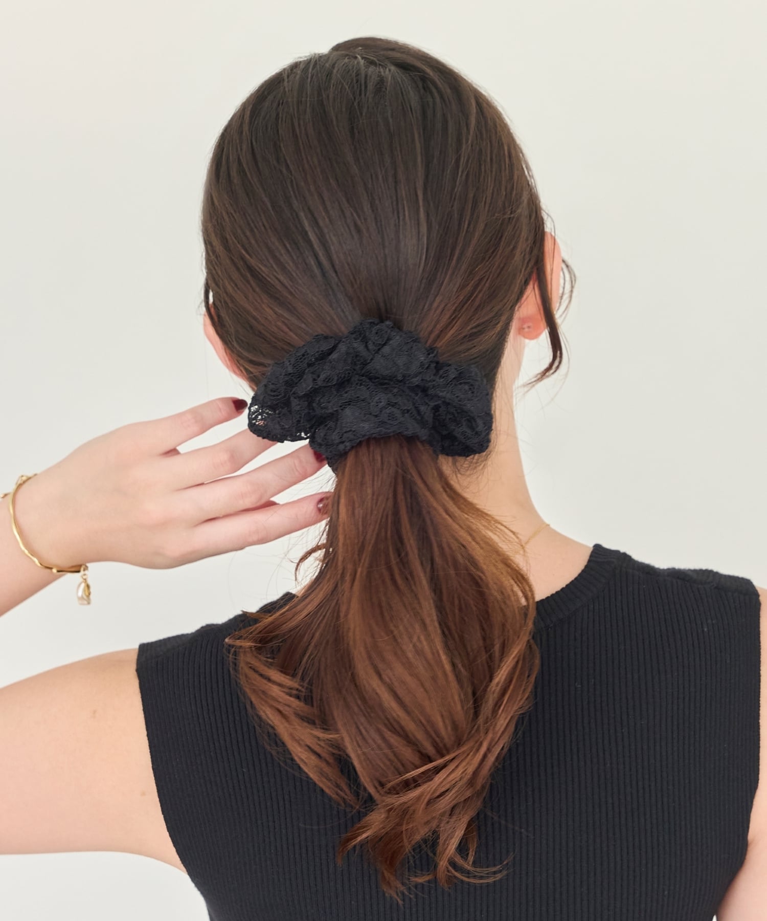 Phoebe ガーリッシュレースシュシュ ブラック ジュエルアディクト ヘアアクセサリー ヘアゴム ブラック