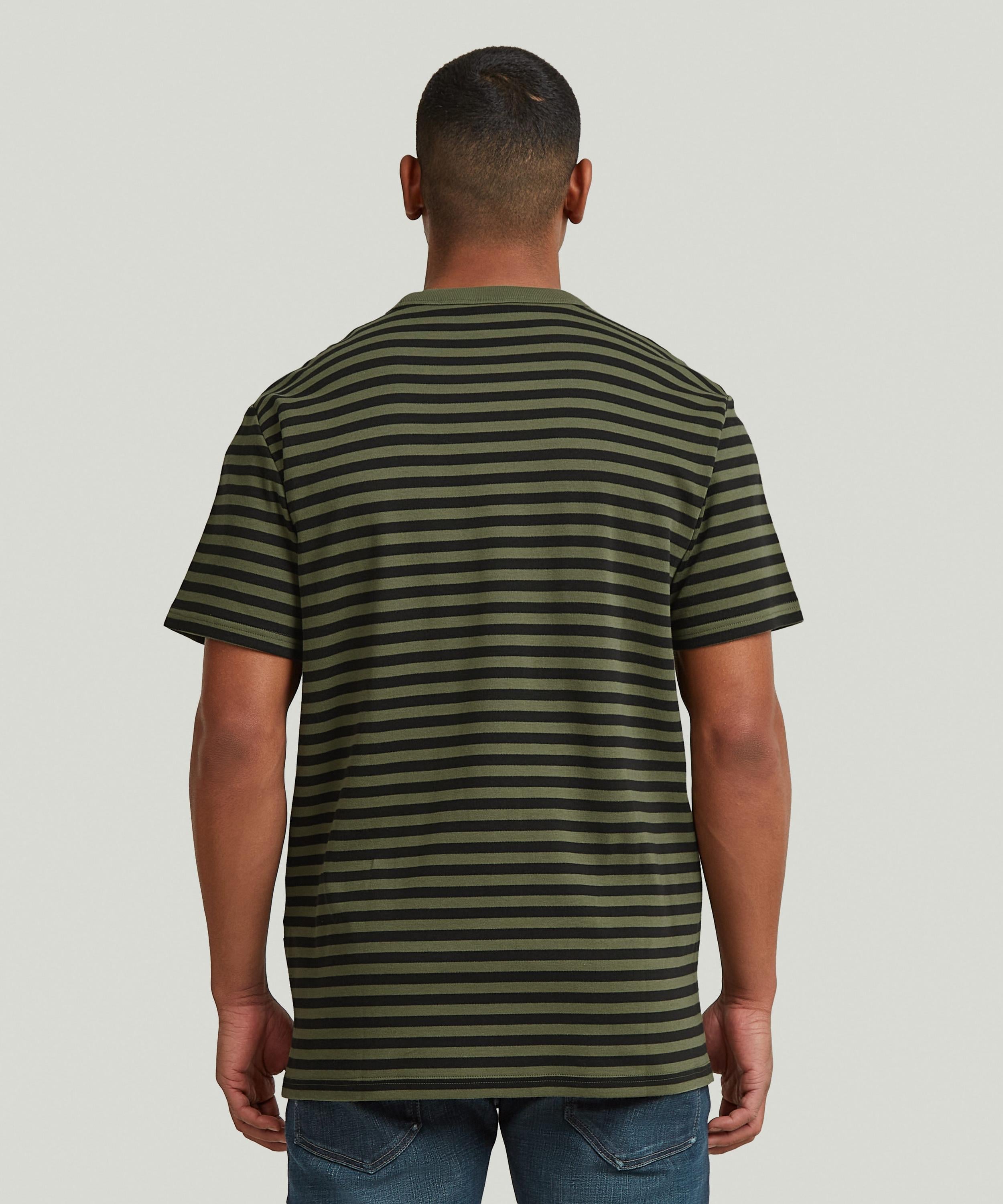 【公式ショップ】Nifous Stripe T-Shirt/ワンポイントロゴストライプTシャツ ジースターロゥ トップス カットソー・Tシャツ グリーン