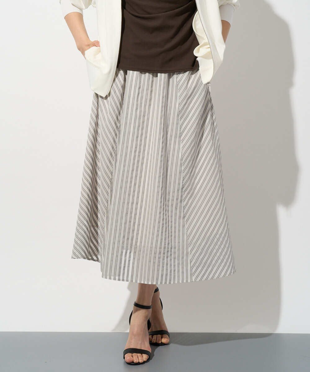 【SALE／50%OFF】GEORGES RECH シアーストライプフレアスカート ジョルジュ・レッシュ スカート ロング・マキシスカート ブルー ホワイト【送料無料】