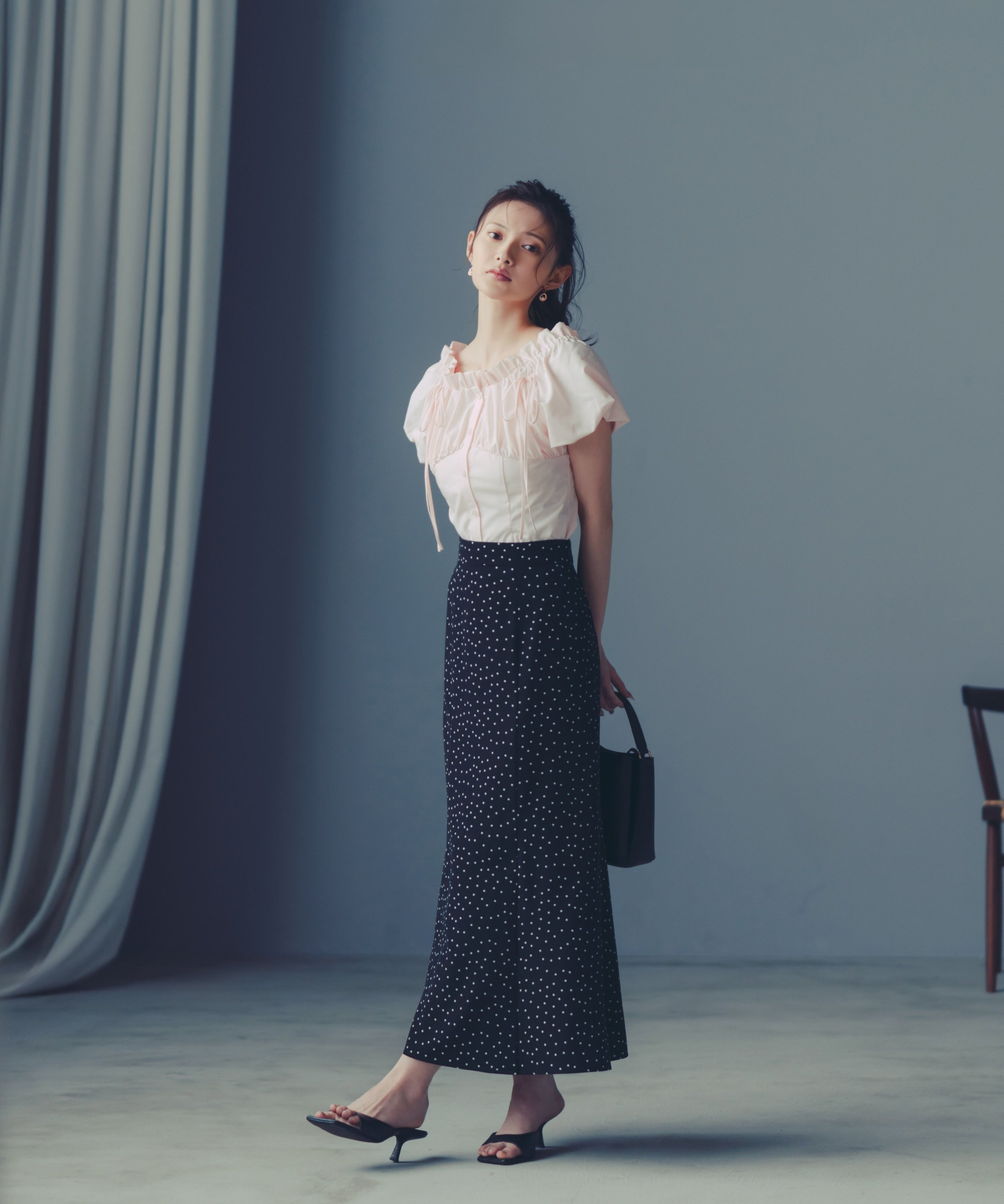 PROPORTION BODY DRESSING ＜青島心さん着用＞ドット柄マーメイドスカート プロポーションボディドレッシング スカート その他のスカート ホワイト ブラック