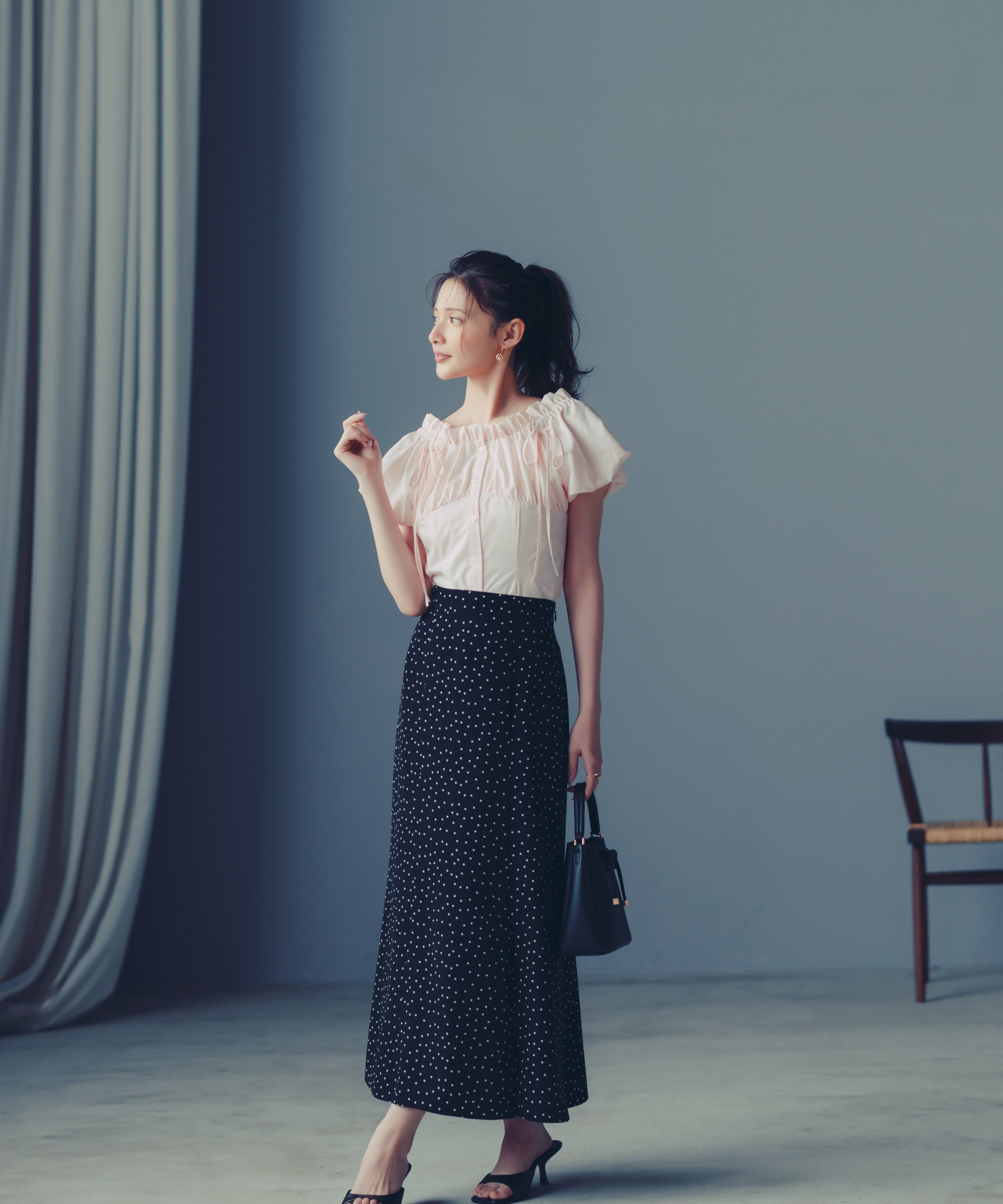 PROPORTION BODY DRESSING ＜青島心さん着用＞ドット柄マーメイドスカート プロポーションボディドレッシング スカート その他のスカート ホワイト ブラック