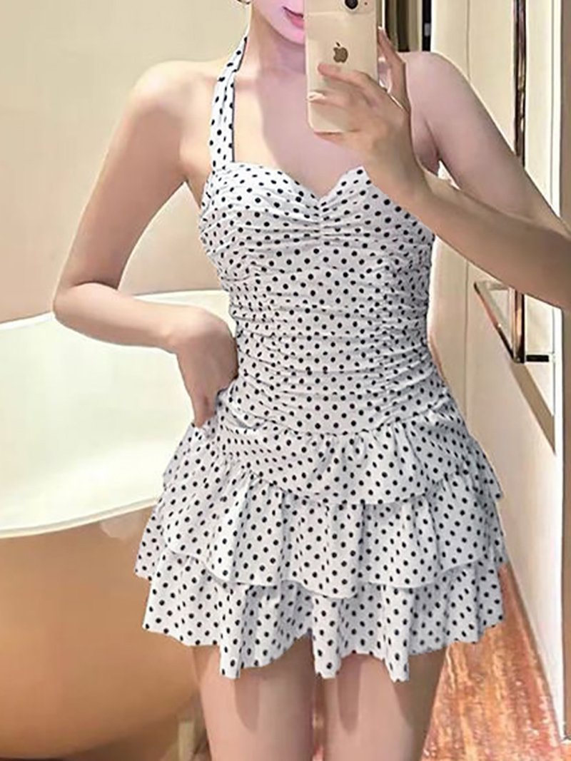 Doux Belle ドット柄ワンピーススイムウェア レディース 水着 ドゥー・ベル 水着・スイムグッズ 水着 ブラック ホワイト