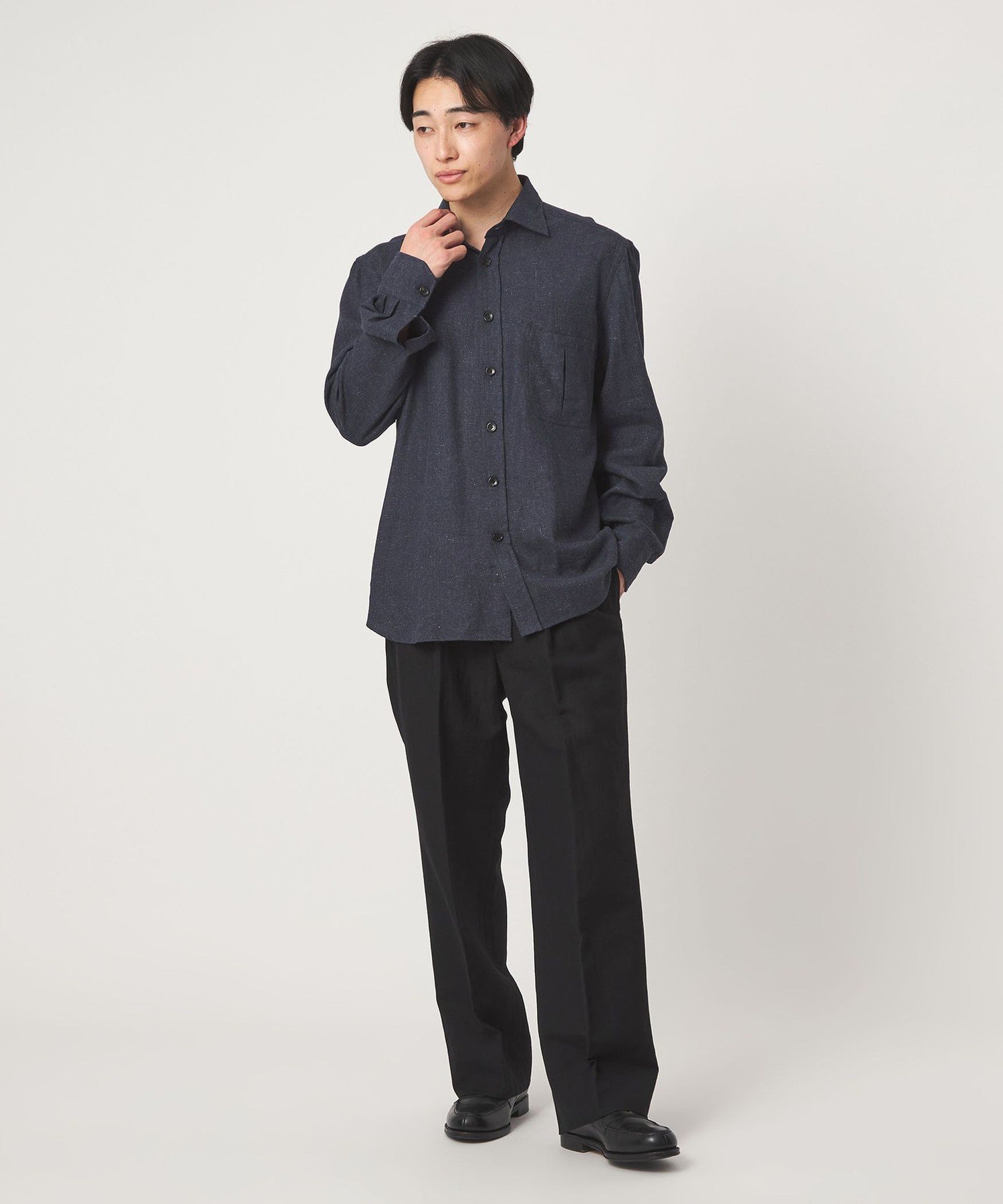 UNITED ARROWS green label relaxing ＜Errico Formicola＞L/C メランジ GIANNI シャツ ユナイテッドアローズ グリーンレーベルリラクシング トップス シャツ・ブラウス ネイビー【送料無料】
