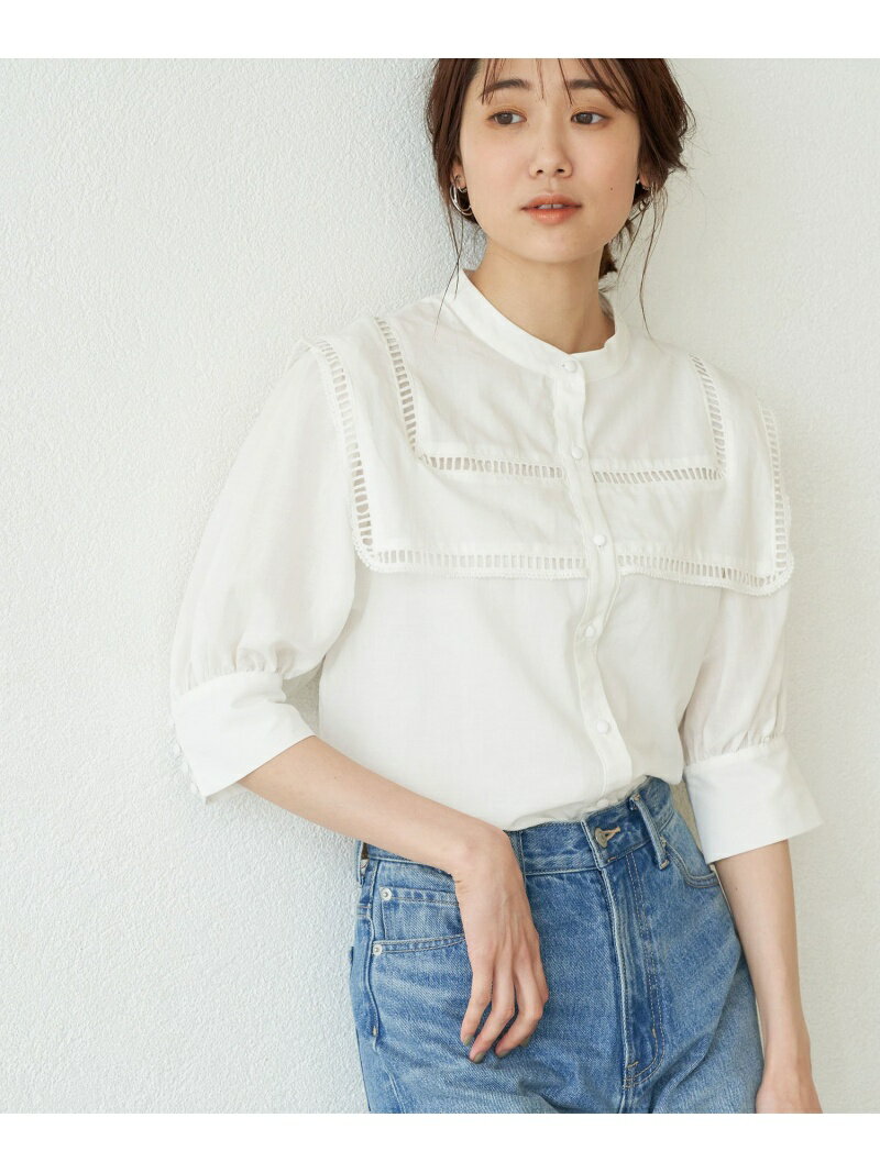 ROPE' PICNIC 【WEB限定】ビッグカラーブラウス ロペピクニック トップス シャツ・ブラウス ホワイト ブラック【送料無料】のサムネイル
