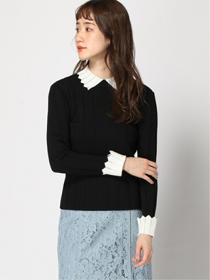 【SALE／50%OFF】Andemiu (W)レースエリハイショクニット アンデミュウ トップス ニット ブラック ブラウン パープルのサムネイル