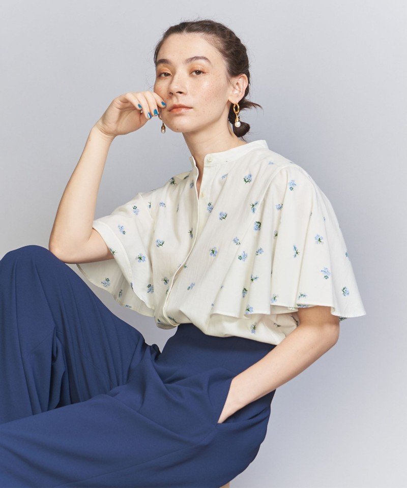 BEAUTY & YOUTH UNITED ARROWS 【WEB限定】ドット&フラワーフレアスリーブブラウス -ウォッシャブル- ビューティ＆ユース ユナイテッドアローズ トップス シャツ・ブラウス レッド ホワイト ブラック【送料無料】のサムネイル