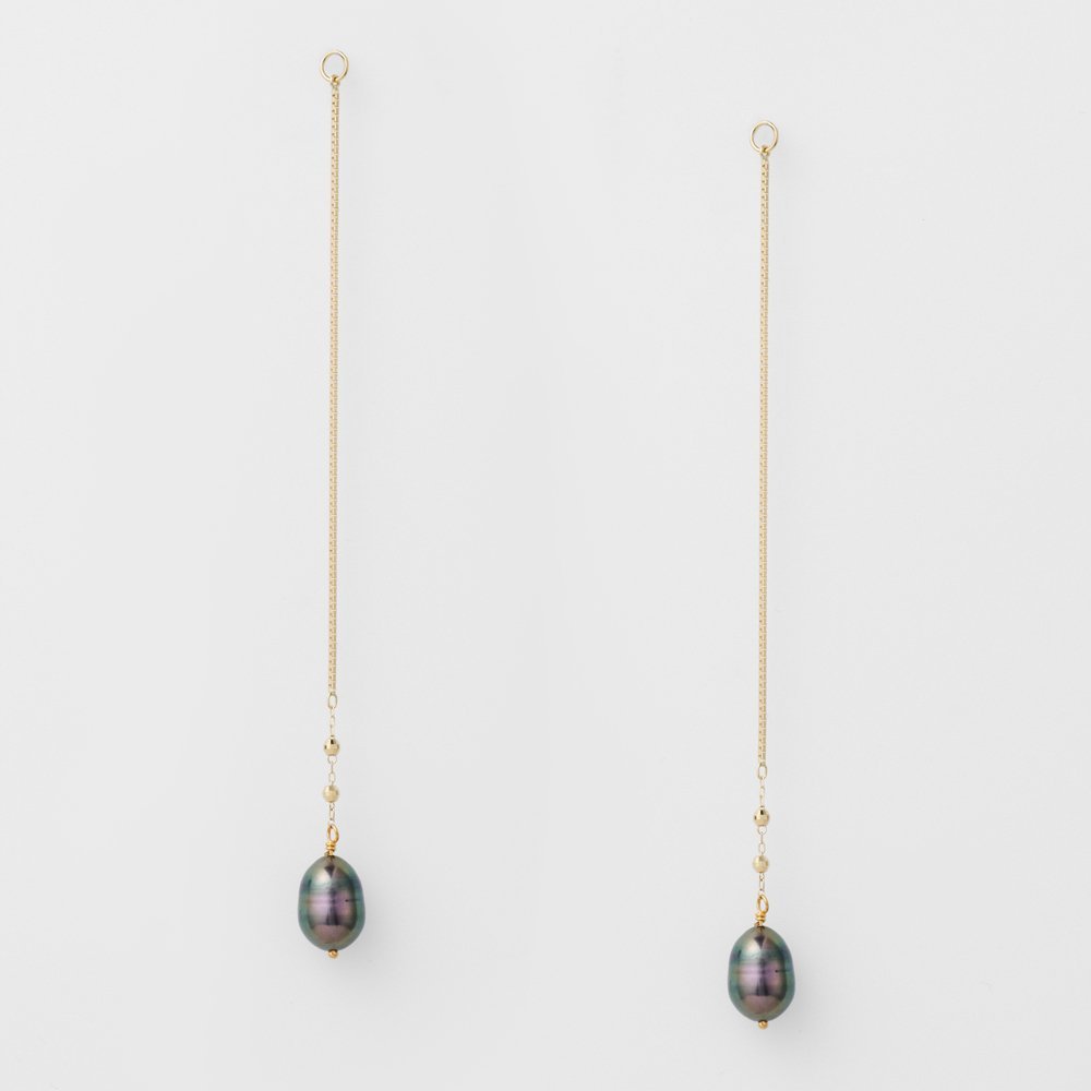 agete K10パールピアスチャーム アガット アクセサリー・腕時計 その他のアクセサリー・腕時計 ブラック【送料無料】