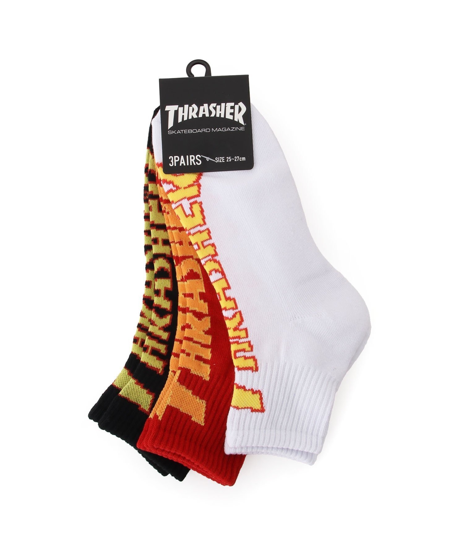 【SALE／3%OFF】THRASHER 【THRASHER】スラッシャー MAG LOGO SOCKS 3足セット 靴下 イールド 靴下・レッグウェア 靴下 ブラック