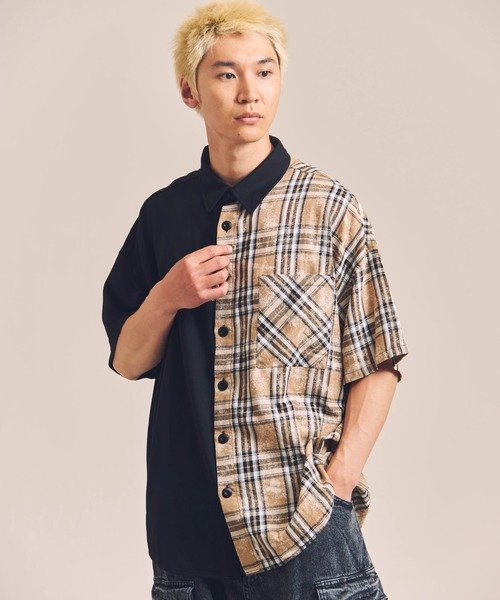 GA SEPARATE ARCH S/S SHIRT(MENS) ジャックローズ トップス シャツ・ブラウス ベージュ ブラック