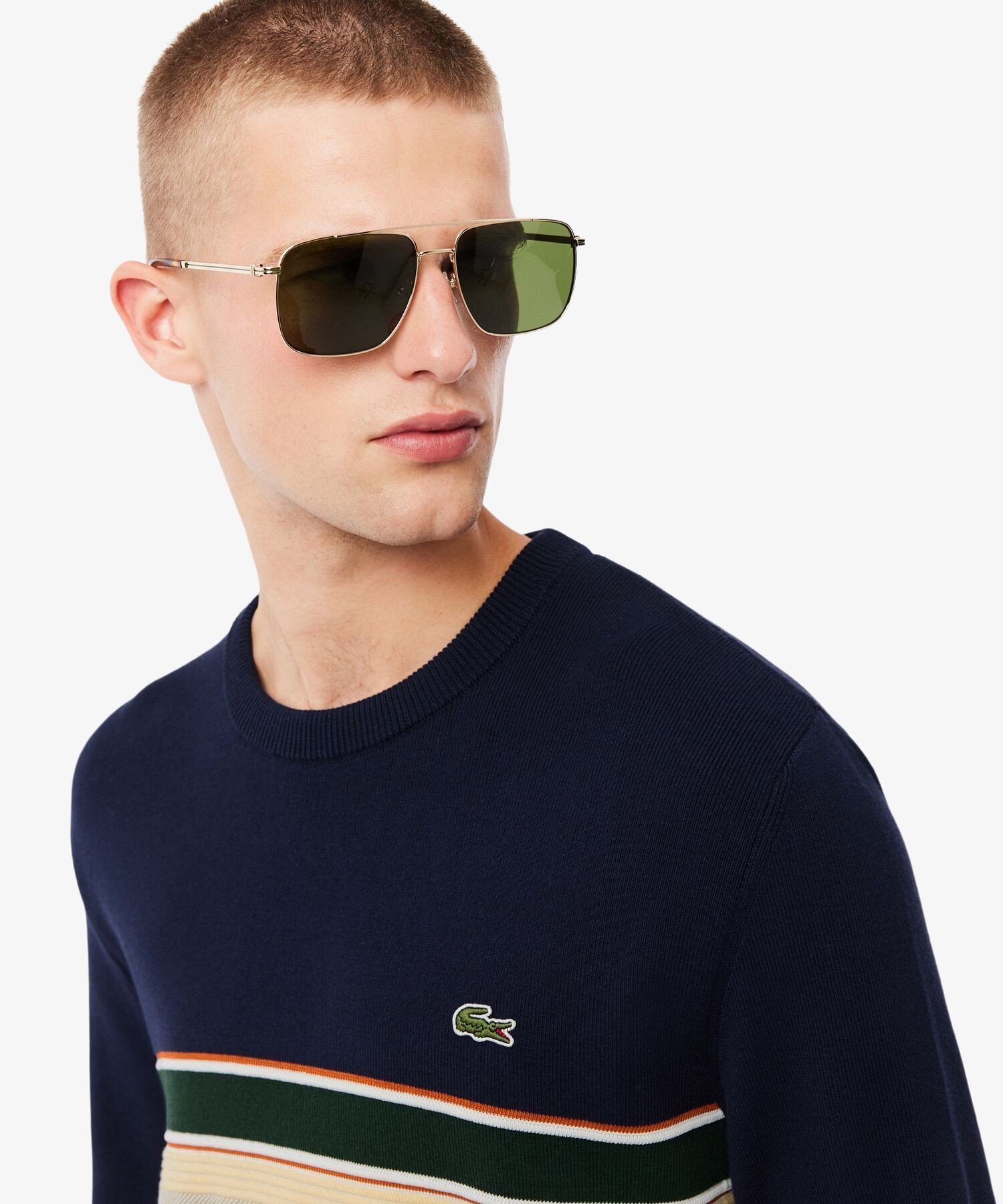 【SALE／30%OFF】LACOSTE フレンチメイドパネルボーダーニット ラコステ トップス ニット ネイビー【送料無料】