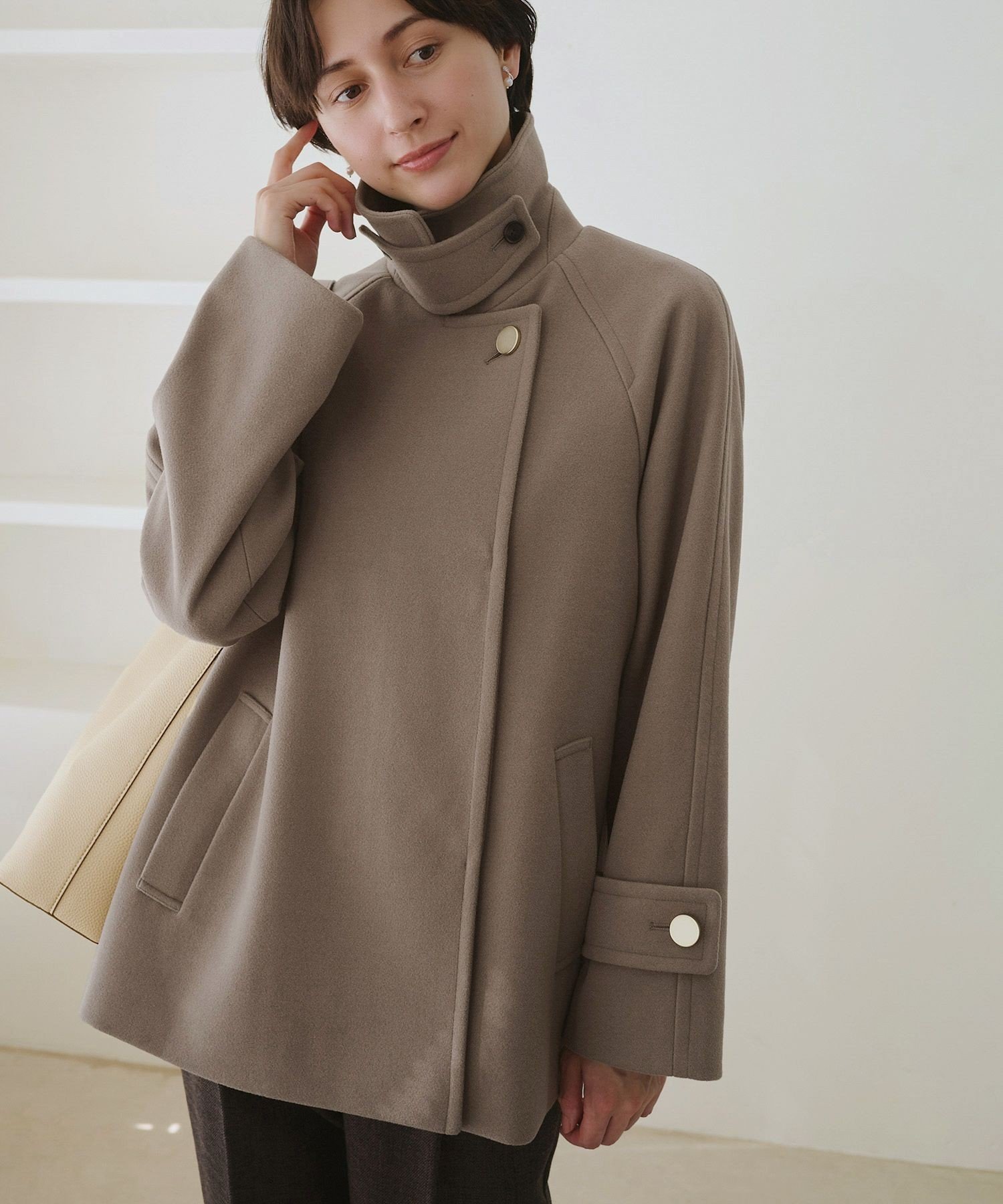 ROPE' PICNIC ジャージーメルトンシリーズ 金ボタンミドル丈コート/リンクコーデ ロペピクニック ジャケット・アウター その他のジャケット・アウター ...