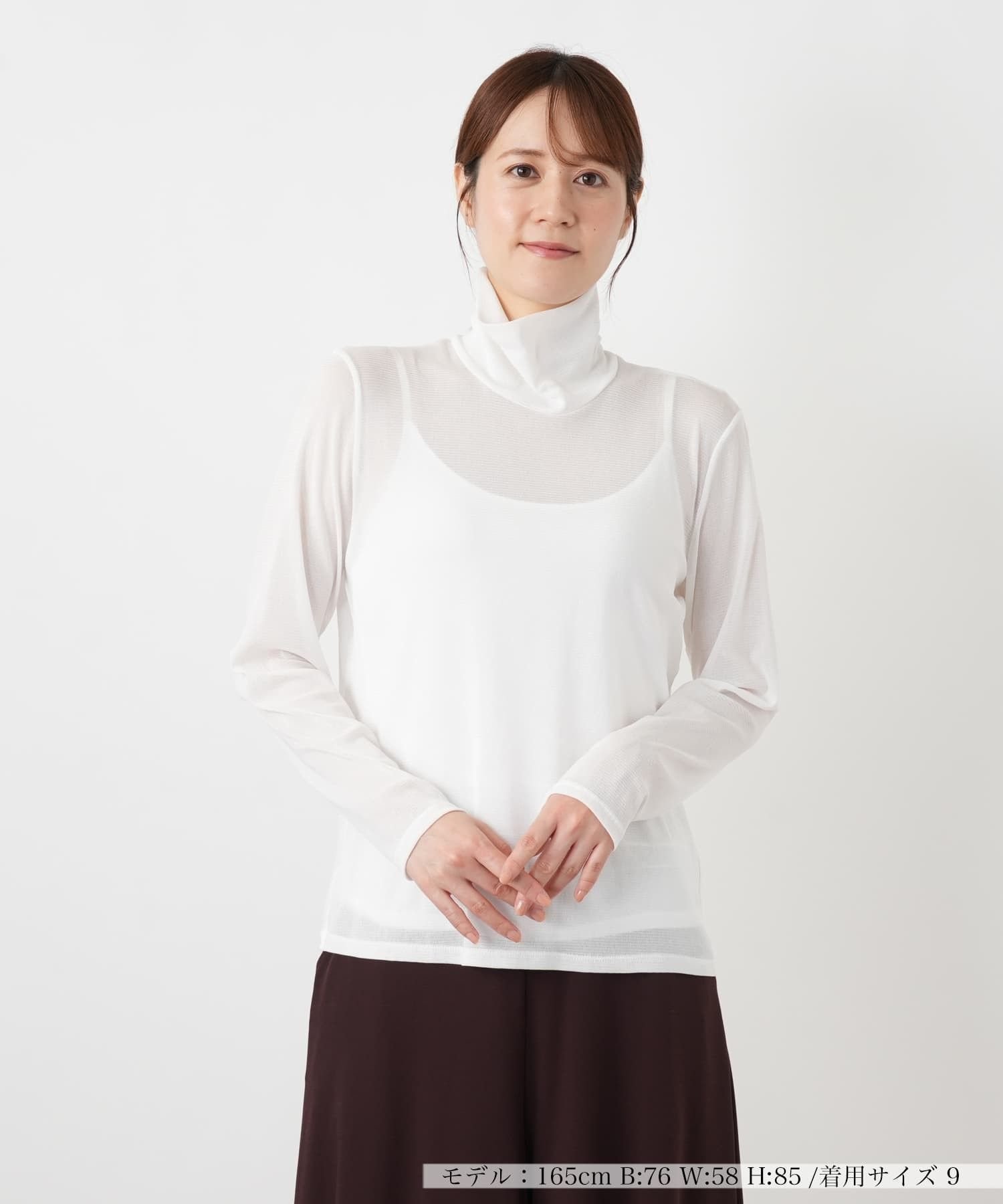Leilian ハイネックカットソー レリアン トップス カットソー・Tシャツ ブラック ホワイト