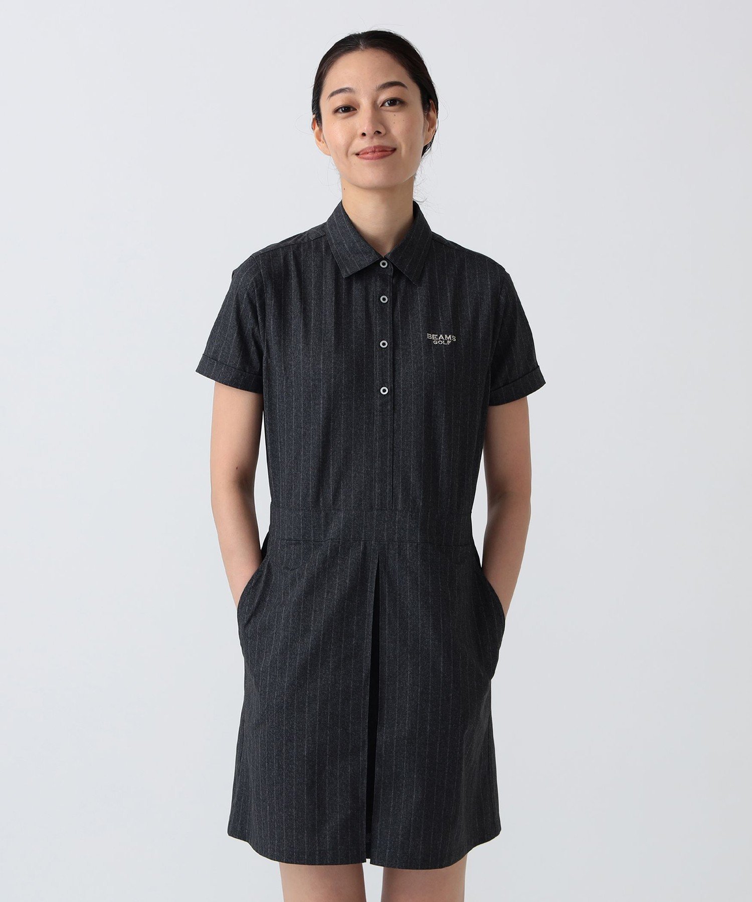 BEAMS GOLF PURPLE LABEL PURPLE LABEL / ストライプ シャツワンピース ビームス ゴルフ ワンピース・ドレス その他のワンピース・ドレス パープル ネイビー【送料無料】
