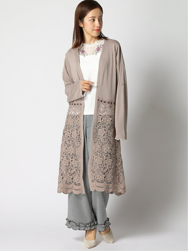 【SALE／25%OFF】axes femme (W)レース切替UVカットカーデ アクシーズファム トップス カーディガン ブルー ブラック ホワイト グレーのサムネイル