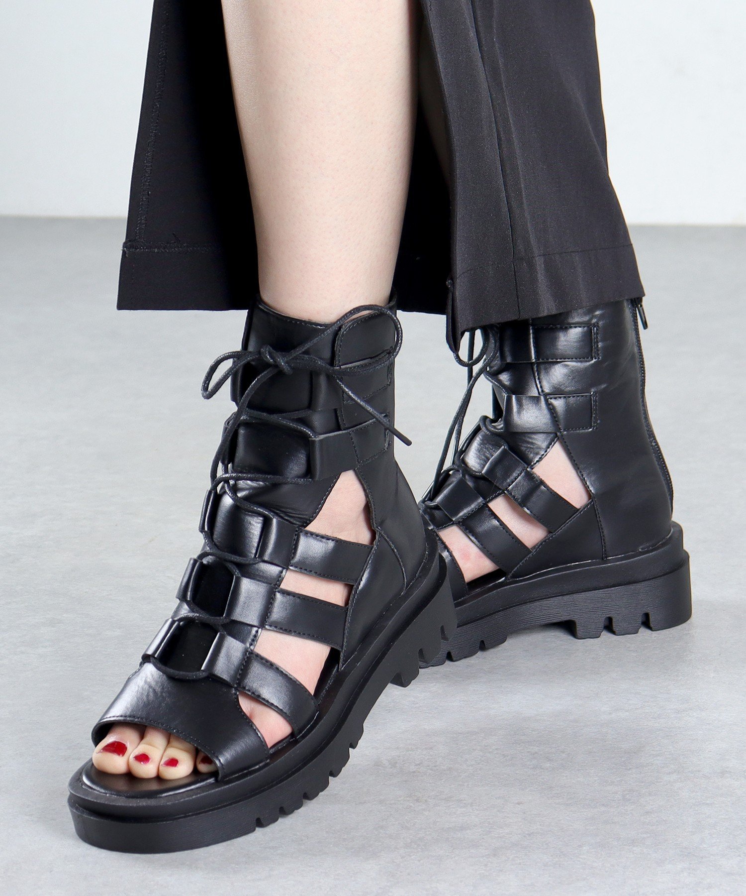 【SALE／20%OFF】LOVEHUNTER 5cmヒール 厚底ブーツサンダル ☆1629 サンエーフットウェアー シューズ・靴 サンダル ホワイト ブラック【送料無料】