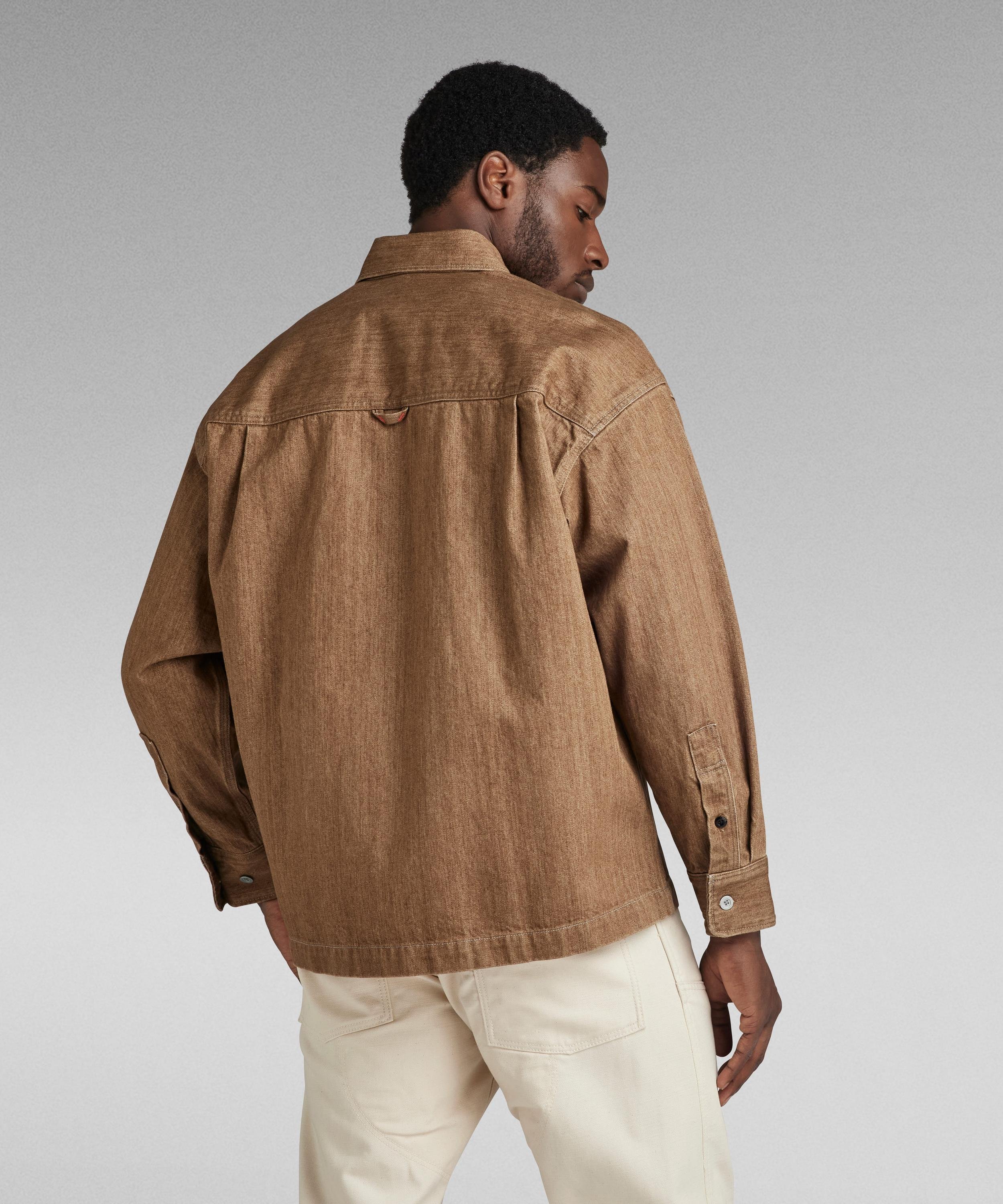 【公式ショップ】PREMIUM BOXY FIT OVERSHIRTオーバーサイズシャツジャケット ジースターロゥ トップス シャツ・ブラウス ブラウン