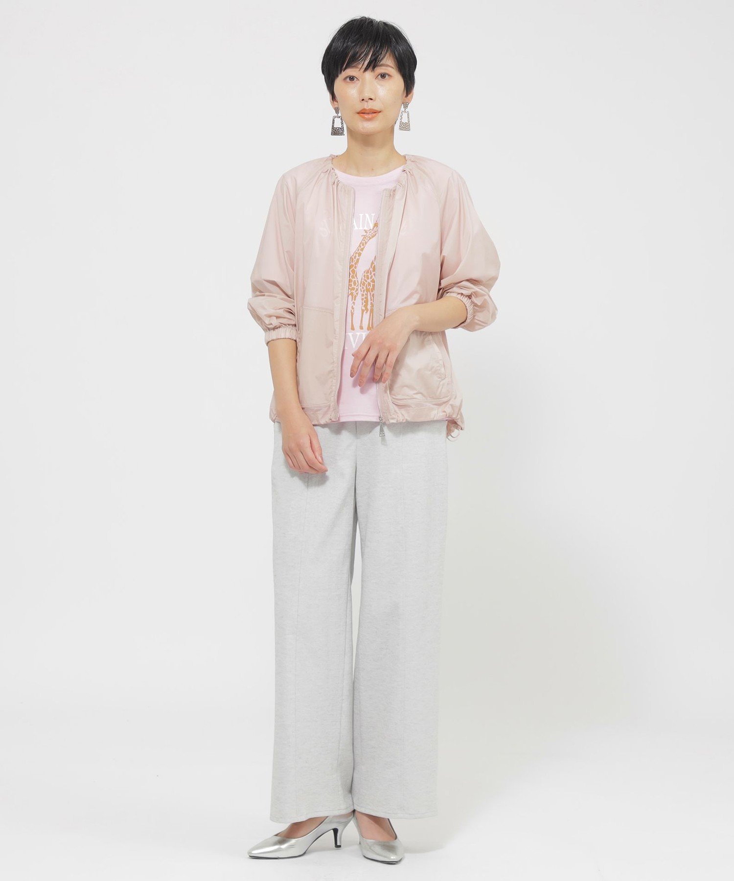 【L】【カタログ掲載品】【はっ水】【ウォッシャブル】シアーストレッチブルゾン サンヨー エルサイズ ジャケット・アウター その他のジャケット・アウター ネイビー ピンク