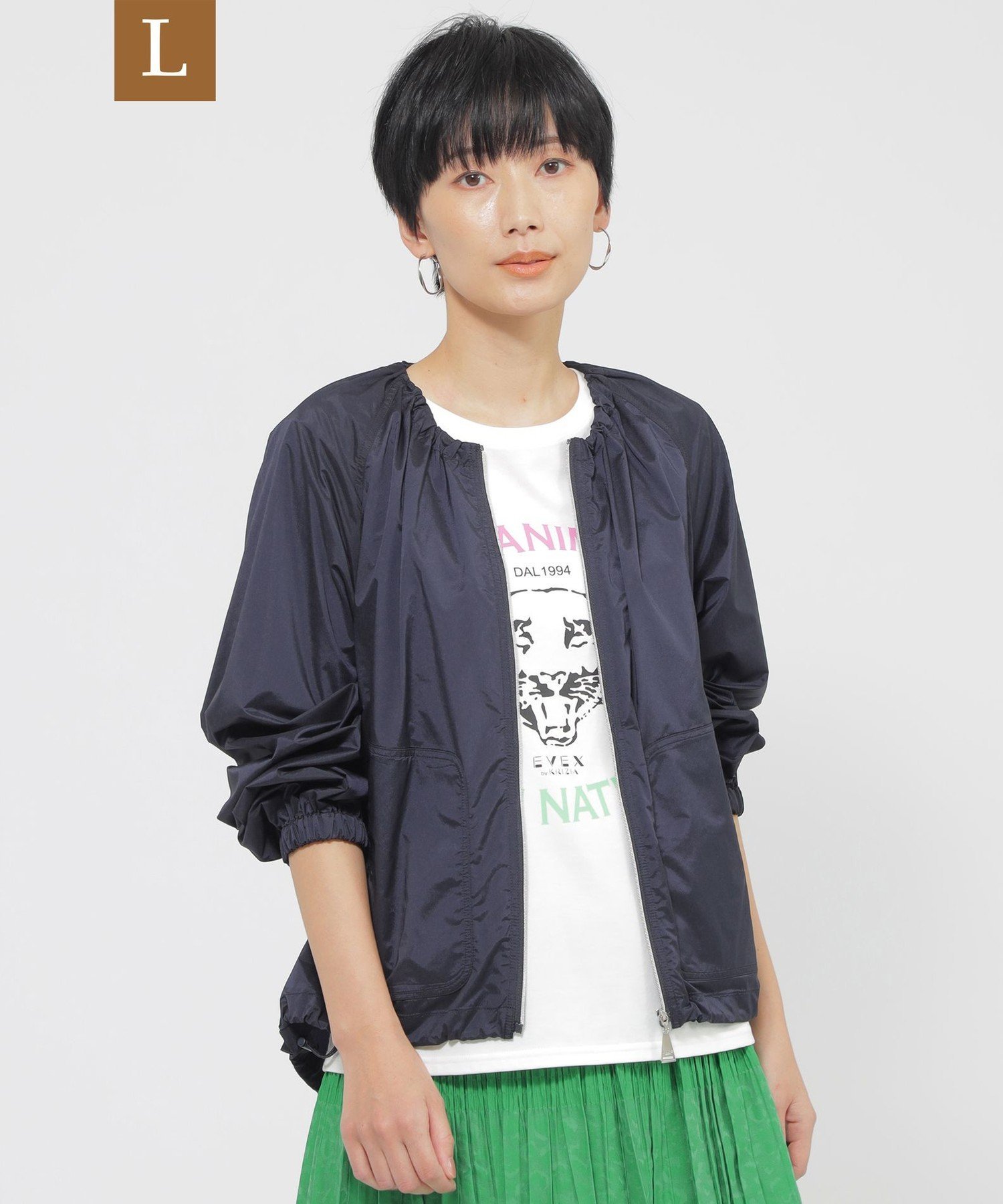 【L】【カタログ掲載品】【はっ水】【ウォッシャブル】シアーストレッチブルゾン サンヨー エルサイズ ジャケット・アウター その他のジャケット・アウター ネイビー ピンク