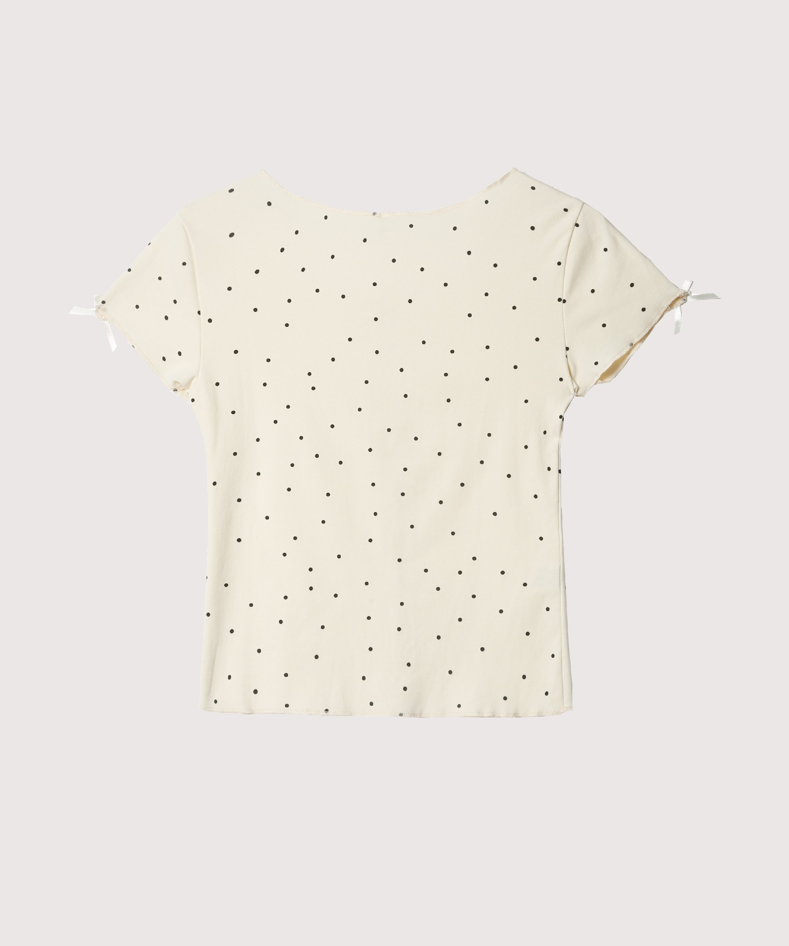 LA POMME petit Dots Ribbon Deco T ラポミ・プチ トップス カットソー・Tシャツ グレー