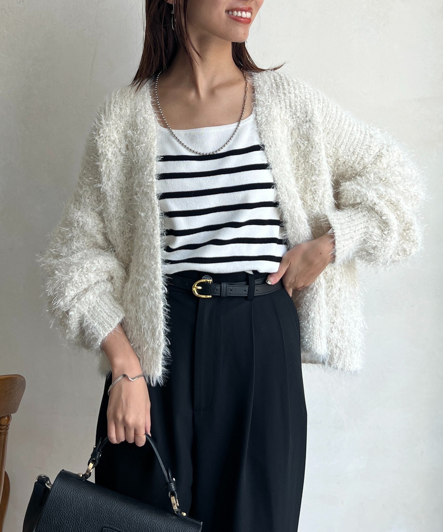 【SALE／14%OFF】Chez toi ラメフラワーフェザーモールカーデ シェトワ トップス カーディガン ブルー ..