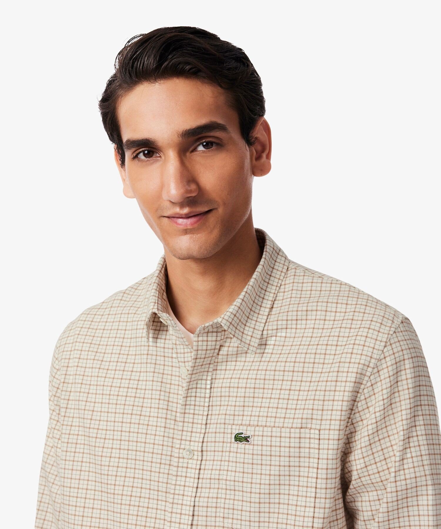 【SALE／30%OFF】LACOSTE オーガニックコットンフランネルチェックシャツ ラコステ トップス シャツ・ブラウス ベージュ【送料無料】