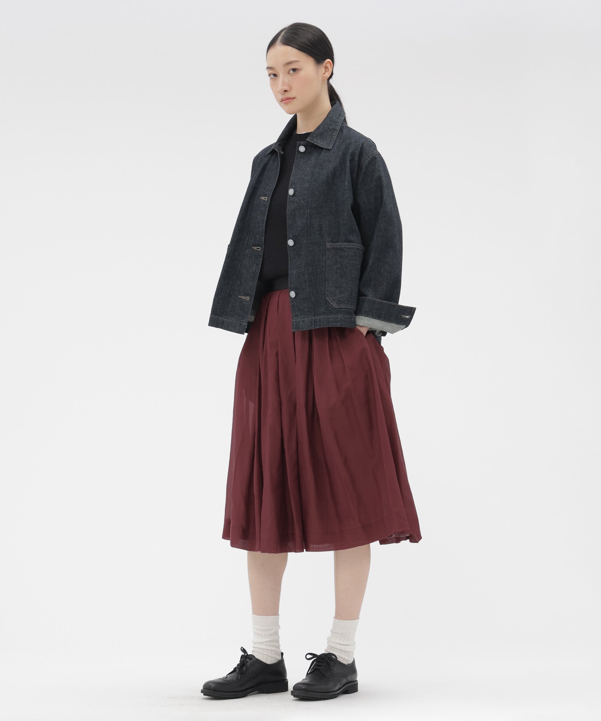 MARGARET HOWELL SHEER COTTON SILK SKIRT マーガレット・ハウエル スカート その他のスカート ピンク ブルー