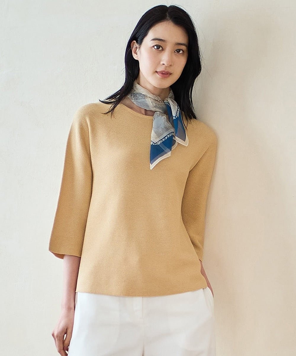 【SALE／50%OFF】CHRISTIAN AUJARD Lサイズ 【大きいサイズ】リネンライクホールガーメントニット クリスチャン・オジャール エルサイズ トップス ニット イエロー【送料無料】