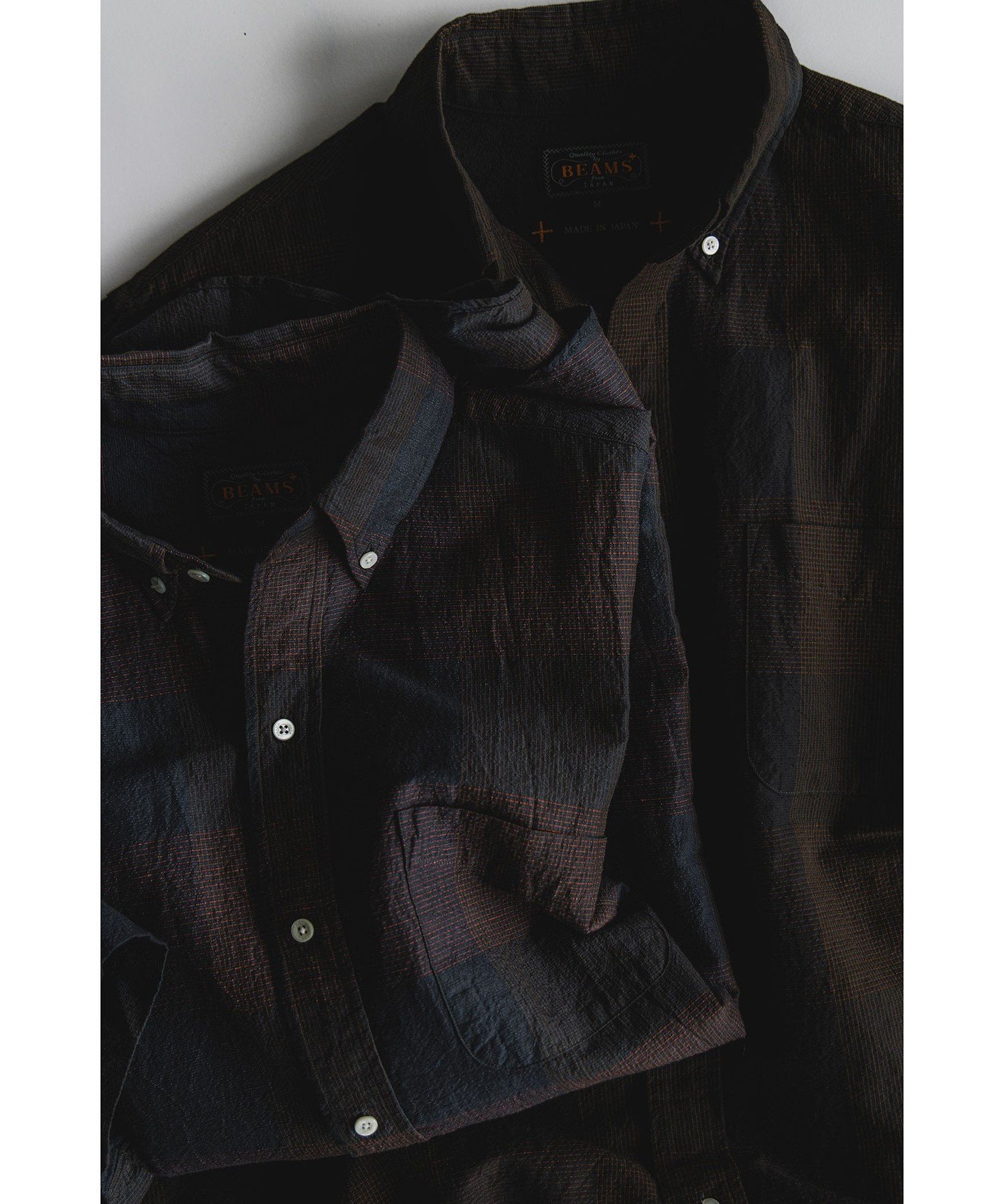 【8/6再値下げ】B.D. Classic-fit COTTON Linen Cord Check ビームス メン トップス シャツ・ブラウス ブラック ネイビー