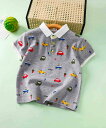 【SALE/10%OFF】aimoha KIDS 【aimoha-KIDS-】乗り物柄ポロシャツ アイモハ トップス ポロシャツ グレー ホワイト