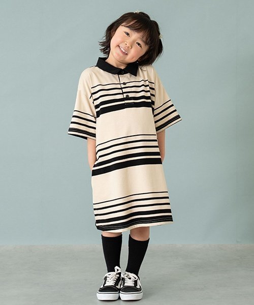 【SALE／40%OFF】and D.petitmain 【親子リンク】衿つきラガー半袖ワンピ ナルミヤオンライン ワンピー..