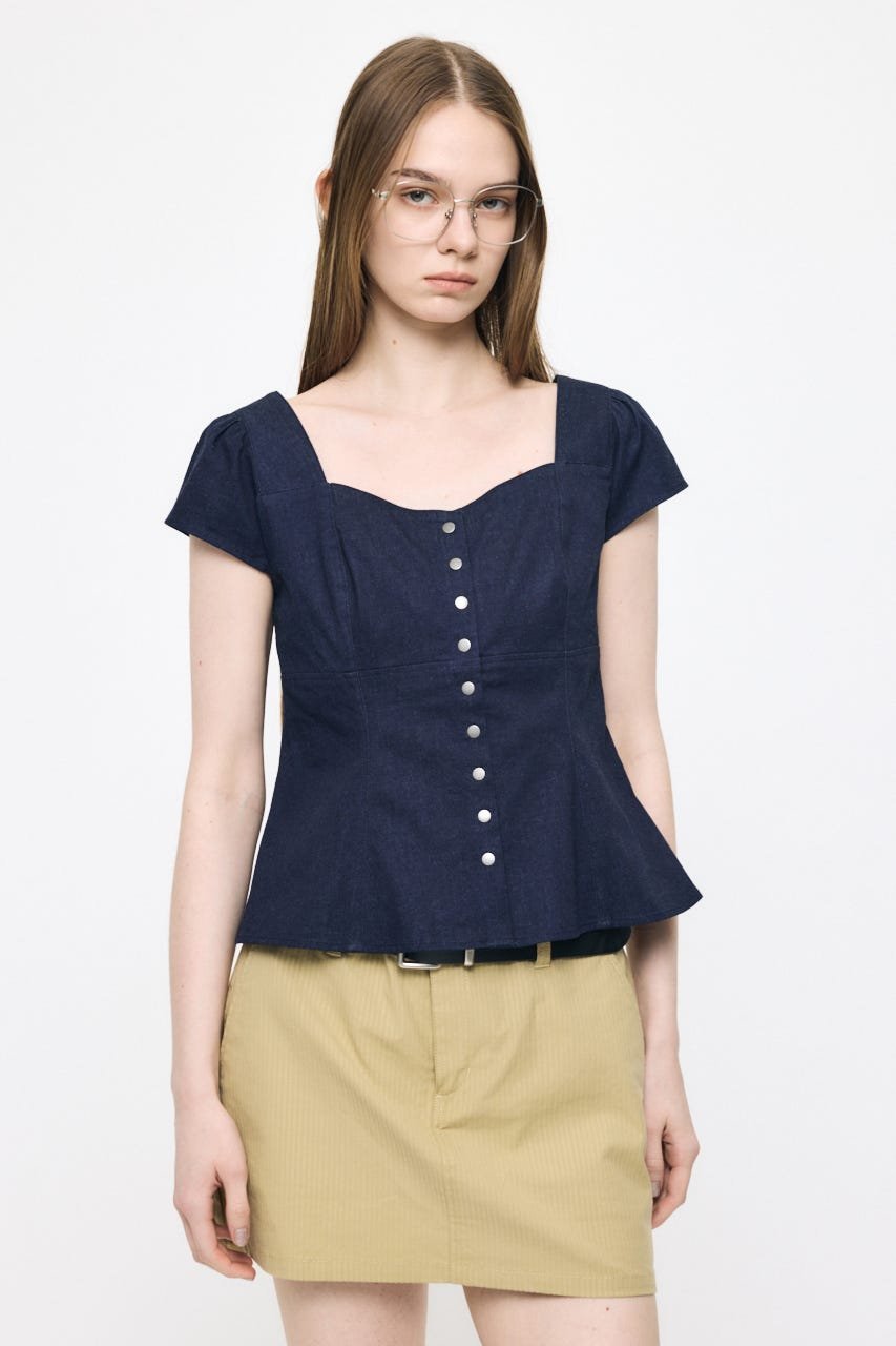 BUTTON UP FITTED ブラウス マウジー トップス シャツ・ブラウス ベージュ ホワイト