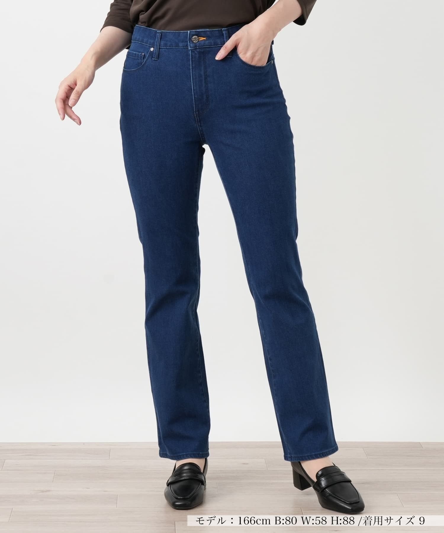 Leilian ストレートデニムパンツ【L JEANS】 レリアン パンツ ジーンズ・デニムパンツ ブルー ネイビー