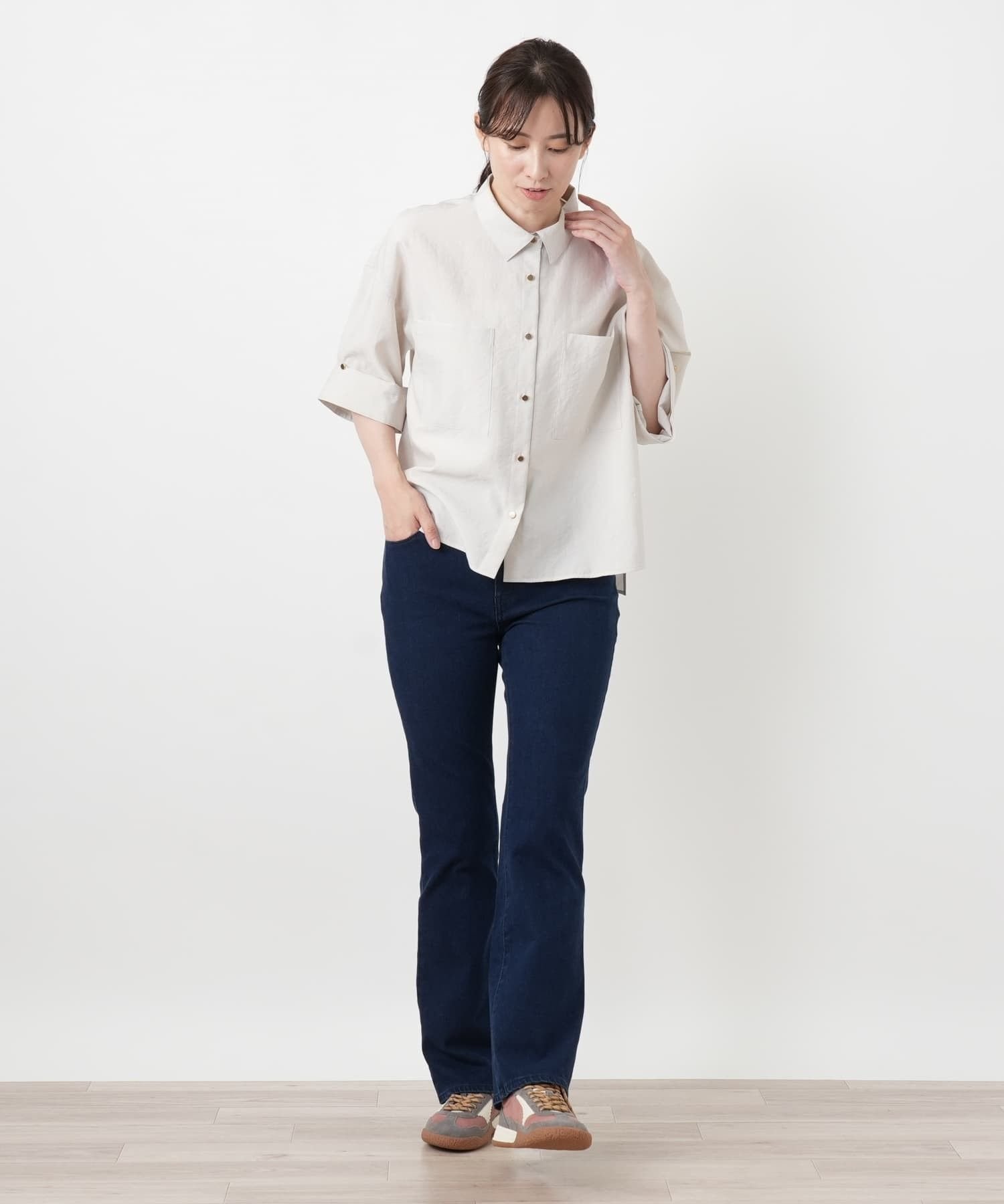 Leilian ストレートデニムパンツ【L JEANS】 レリアン パンツ ジーンズ・デニムパンツ ブルー ネイビー