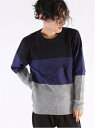 【SALE/50%OFF】GIORDANO (M)パネル配色ワッフルクルーネック ジョルダーノ ニット 長袖ニット ネイビー ブラック