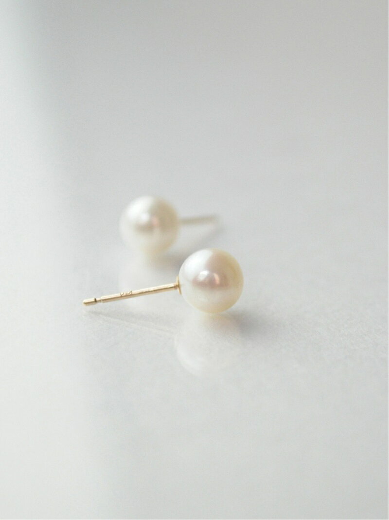 . 【anq.】K10・淡水 パール スタッドピアス クークロワッサン アクセサリー・腕時計 ピアス グレー