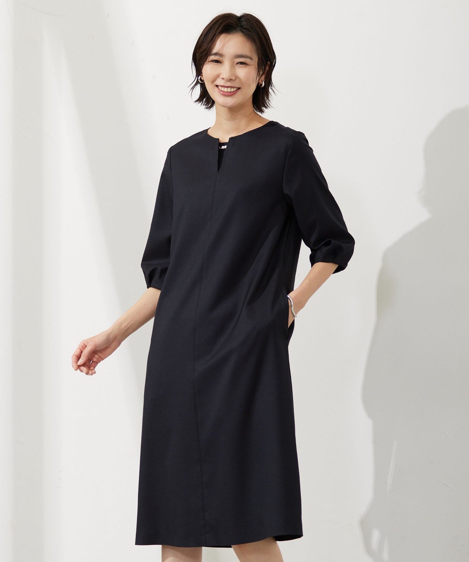 J.PRESS 【セットアップ対応・洗える・UVケア・速乾】 OXIJEWELストレッチ ワンピース ジェイプレス ワンピース・ドレス ワンピース ベージュ ネイビー グレー【送料無料】