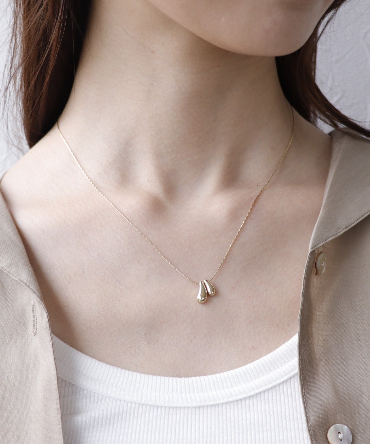 Three Four Time Three Four Time/ダブルドロップステンレスネックレス スリーフォータイム アクセサリー・腕時計 ネックレス ゴールド