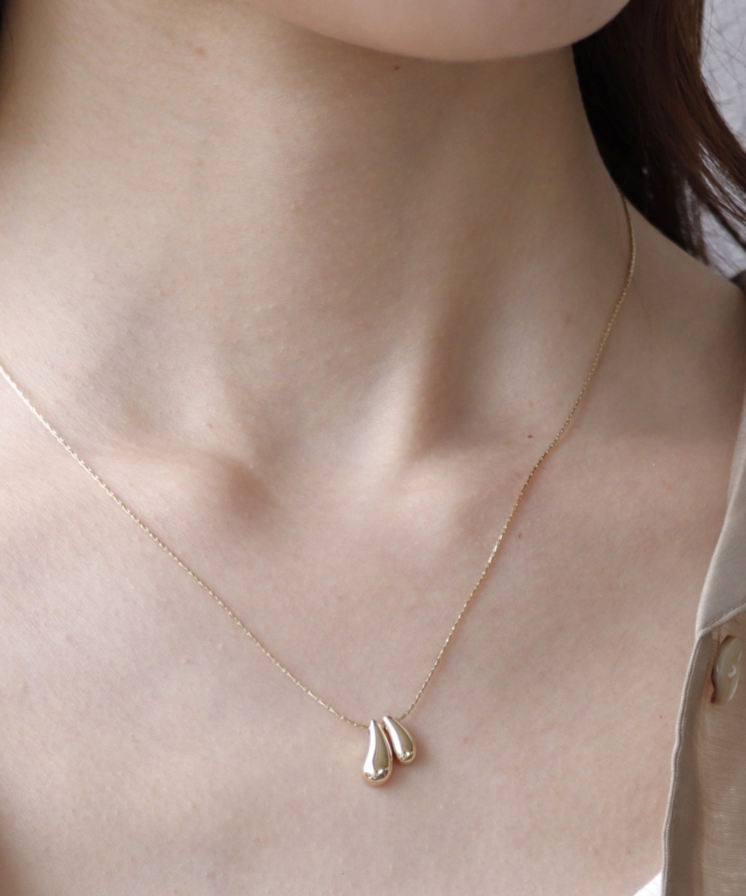 Three Four Time Three Four Time/ダブルドロップステンレスネックレス スリーフォータイム アクセサリー・腕時計 ネックレス ゴールド