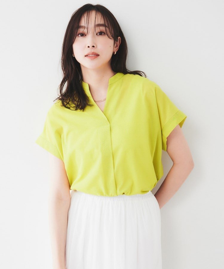 【SALE／57%OFF】UNTITLED 【洗える/スキッパー】フレンチスリーブシアーブラウス アンタイトル トップス シャツ・ブラウス ホワイト ブルー ブラック グリーン【送料無料】