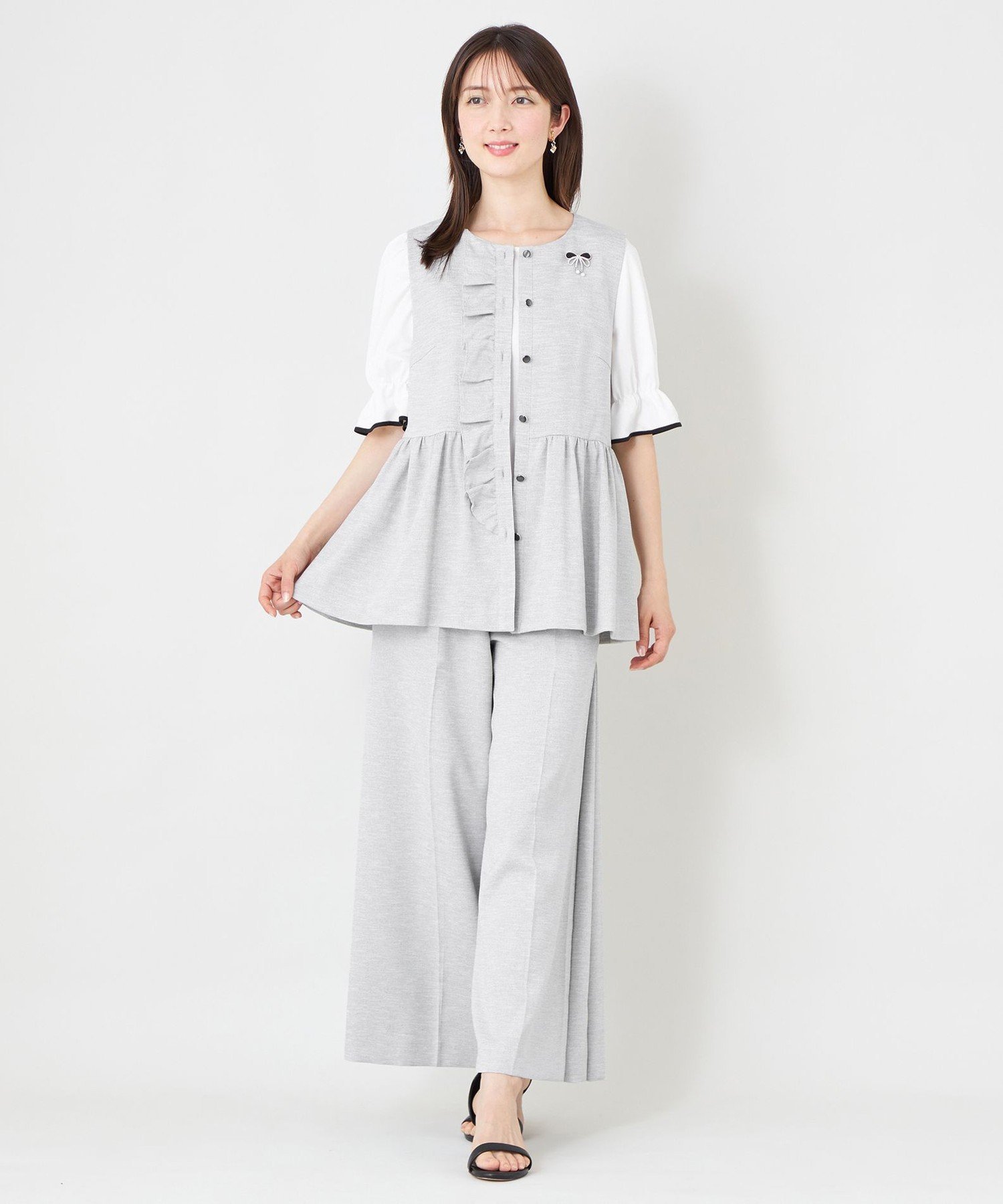 TO BE CHIC 【L】サマーコンフォート タックワイドパンツ サンヨー エルサイズ パンツ その他のパンツ ブラック
