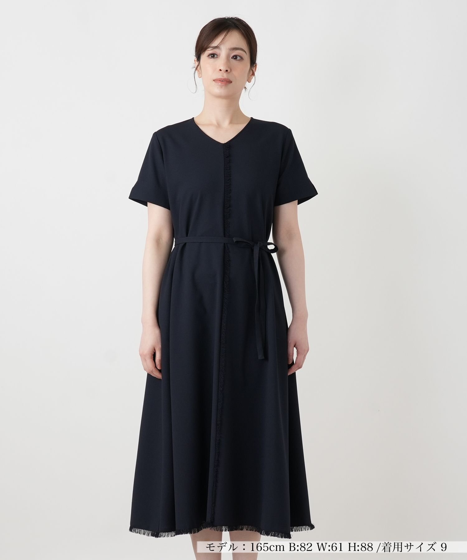 【SALE／48%OFF】Leilian Vネックフレアワンピース レリアン ワンピース・ドレス ワンピース グリーン イエロー グレー ネイビー【送料無料】