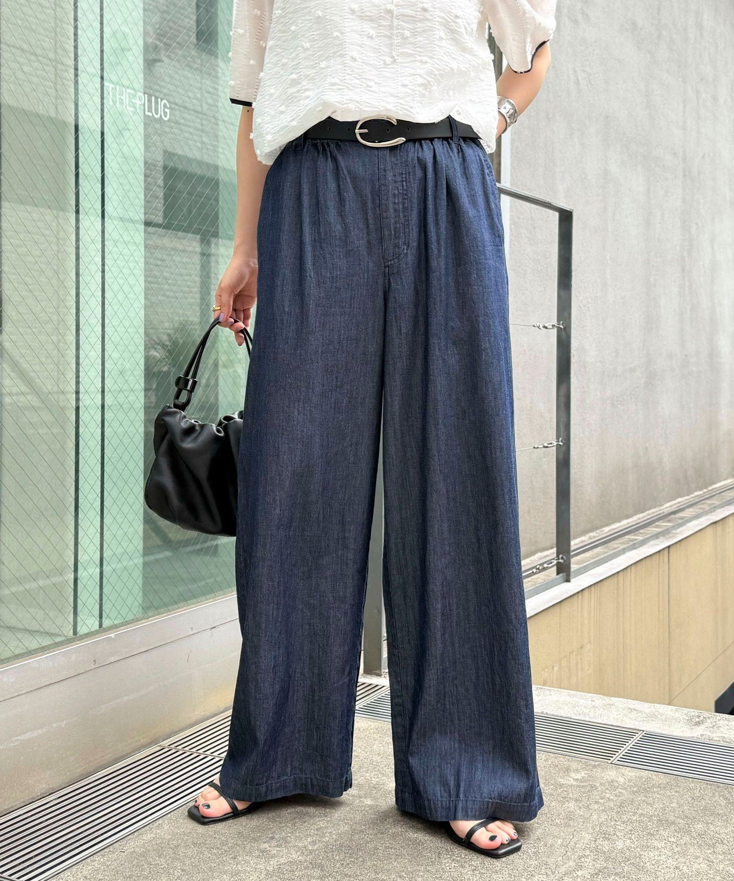 【SALE／20%OFF】fredy emue ライトオンスギャザーデニムパンツ フレディ アンド グロスター パンツ ジーンズ・デニムパンツ ネイビー ブルー【送料無料】