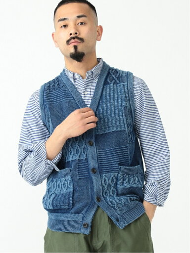 Cotton Indigo Fun Sweater Vest 11-05-0178-156: Indigo Cotton Indigo Fun Sweater Vest 11-05-0178-156: Indigo