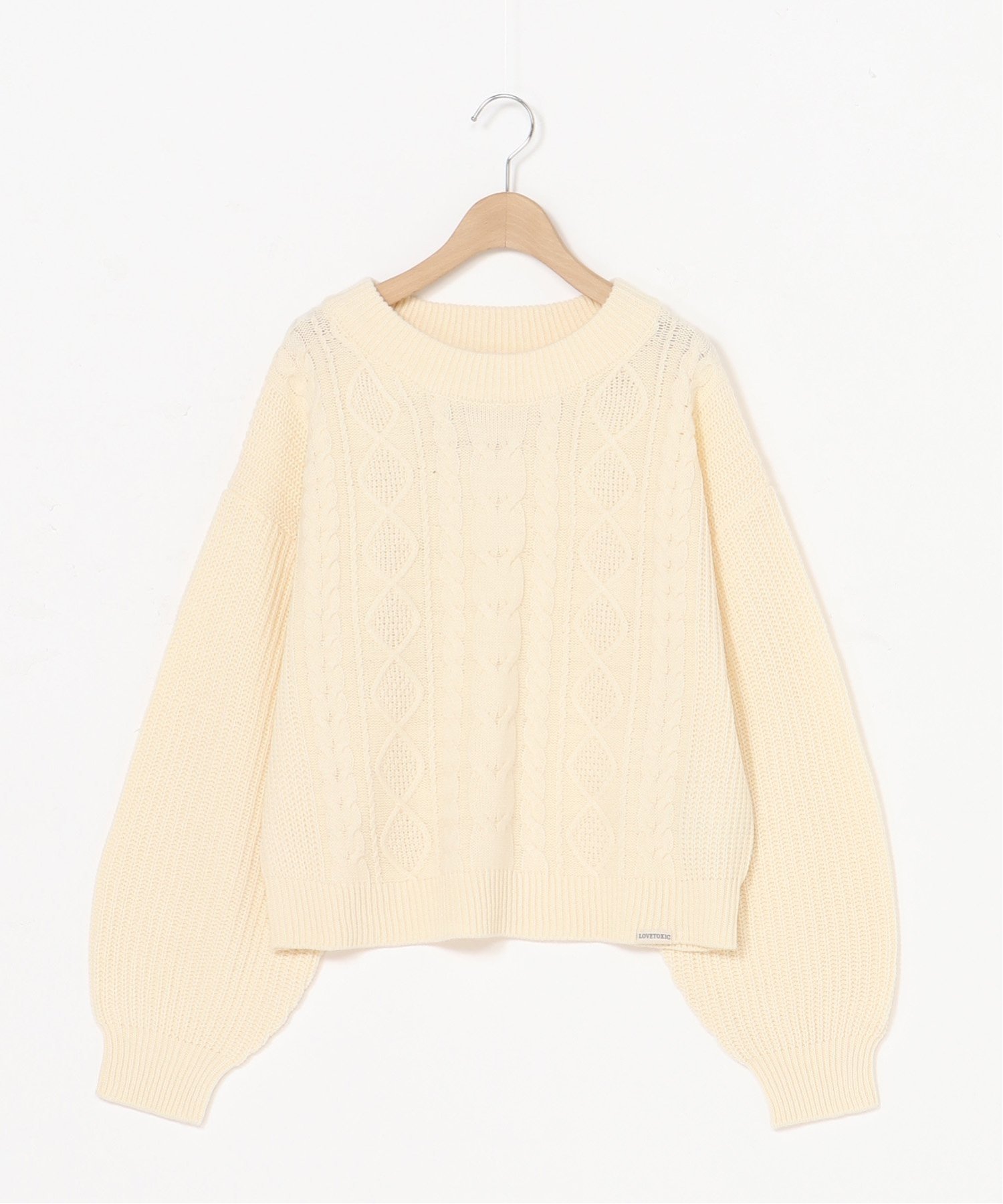 【SALE／50%OFF】Lovetoxic ケーブルニットプルオーバー ナルミヤオンライン トップス ニット ホワイト オレンジ ブラック ブルーのサムネイル