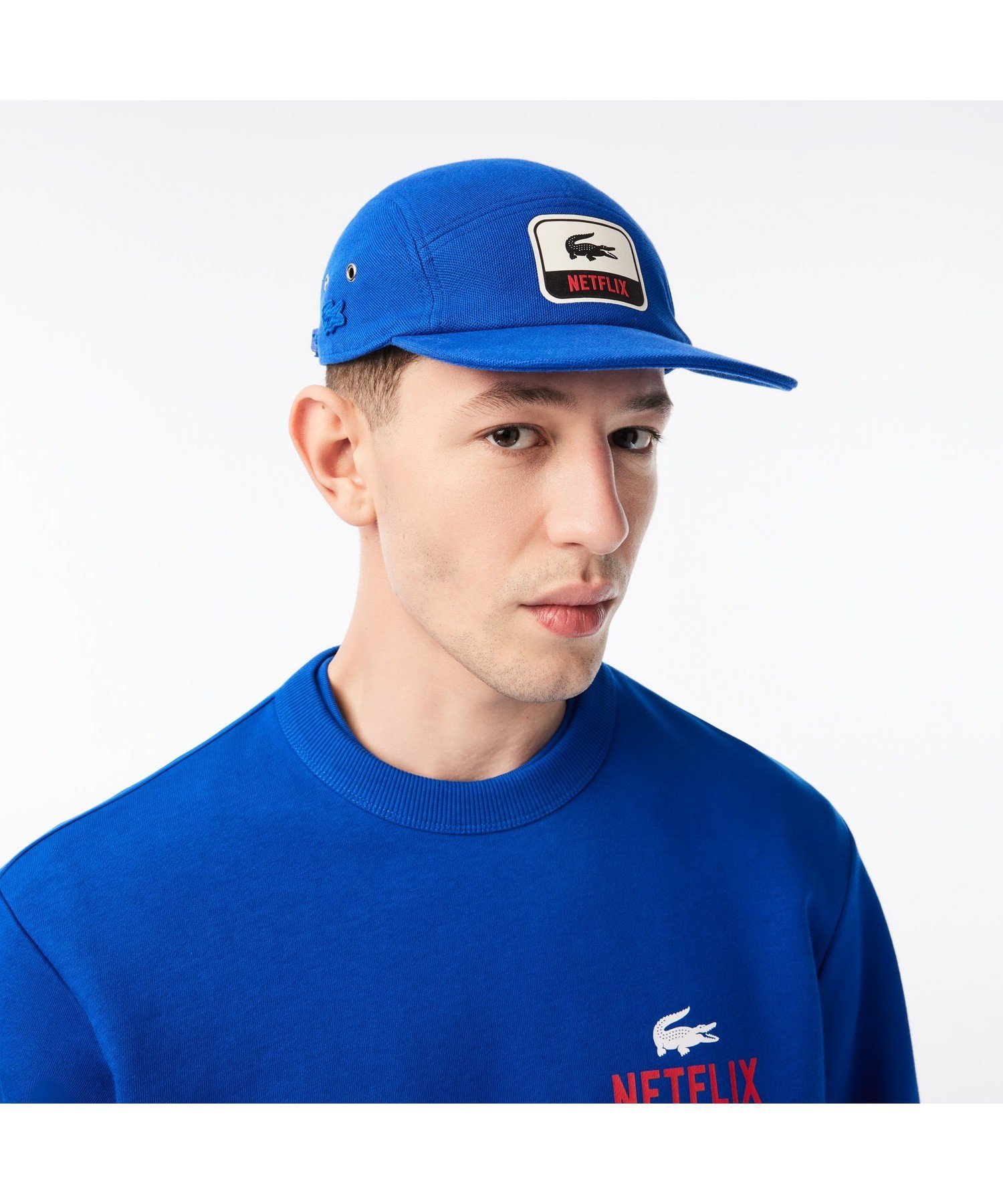 ラコステ 【SALE／40%OFF】LACOSTE 『Lacoste x Netflix』 鹿の子地ジェットキャップ ラコステ 帽子 キャップ ブルー【送料無料】